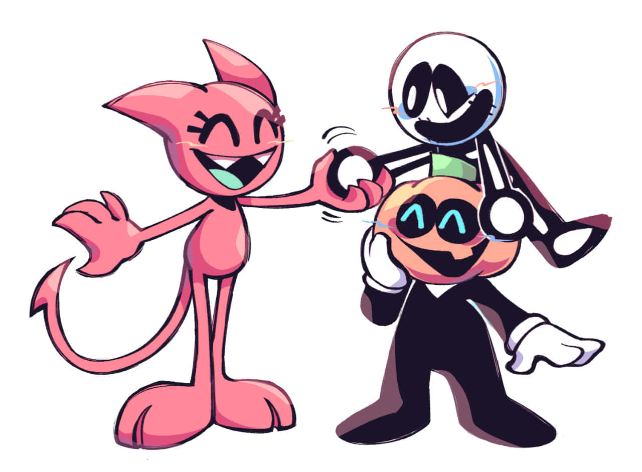 Skid And Pump, cartoon friends, pink cat, HD Desktop Wallpaper