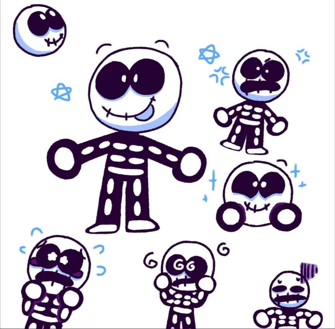 Skid And Pump, cartoon skeleton family, big eyes, SD Desktop Wallpaper