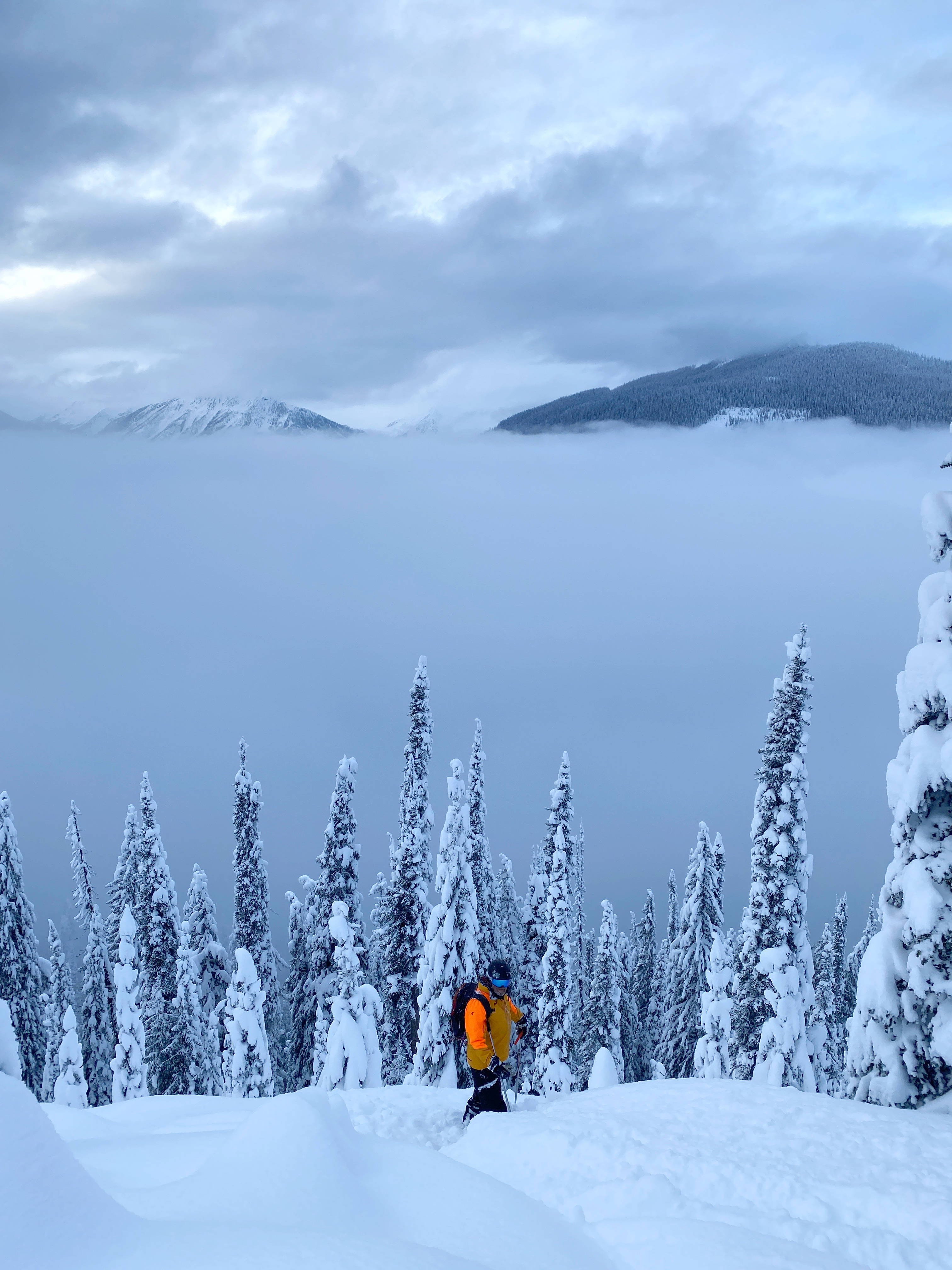 snowboarder, bright orange jacket, snowy ridge, 4K Phone Wallpaper