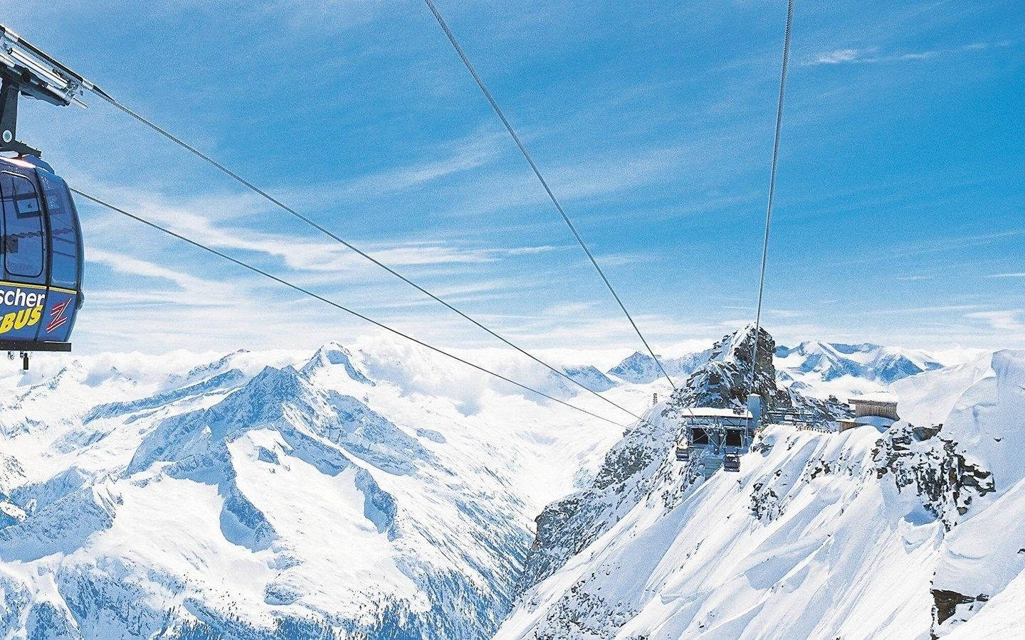 ski lifts, winter landscape, cable car, HD Desktop Wallpaper