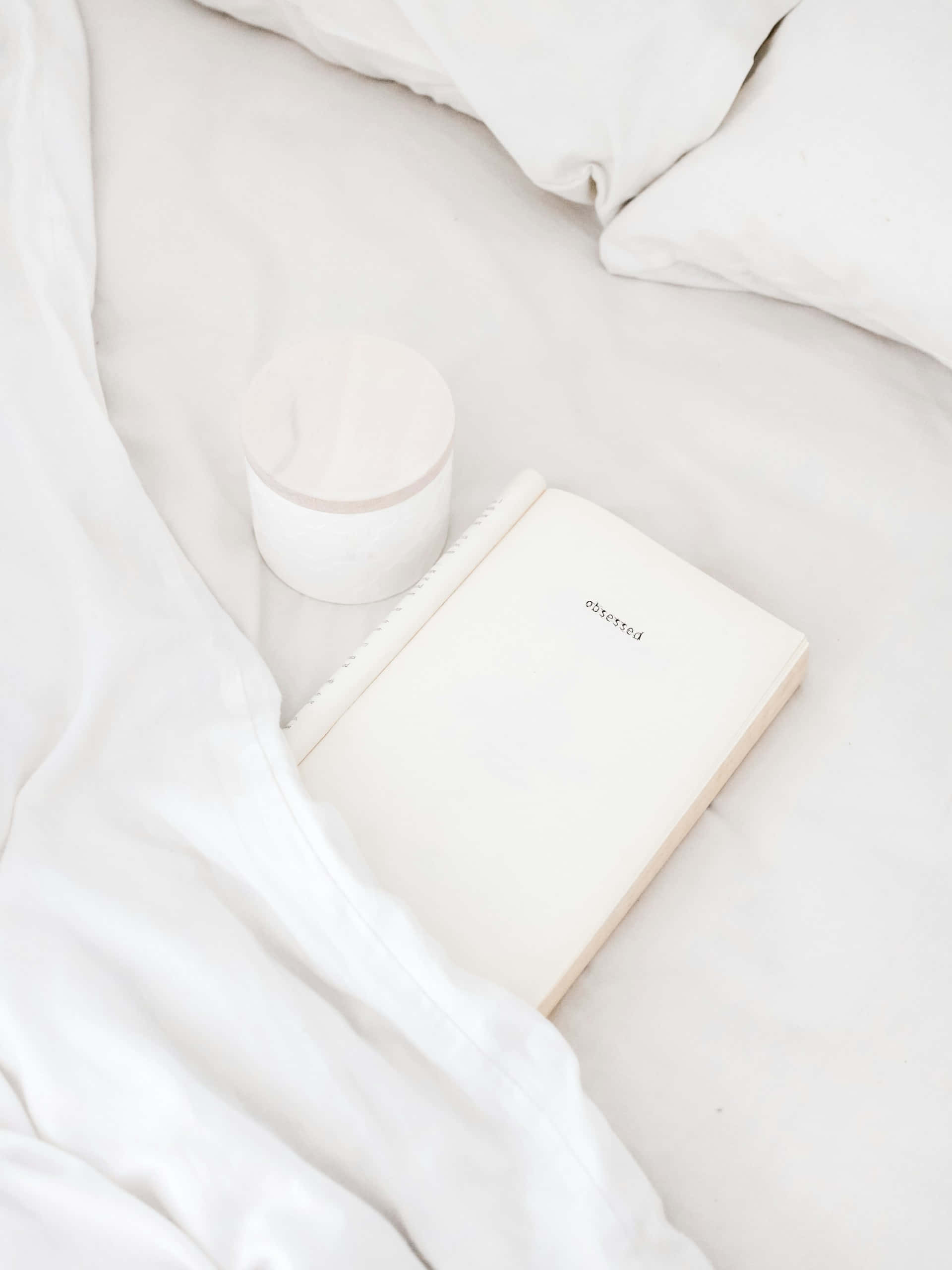 minimalist, white notebook, candle, 2K Phone Wallpaper
