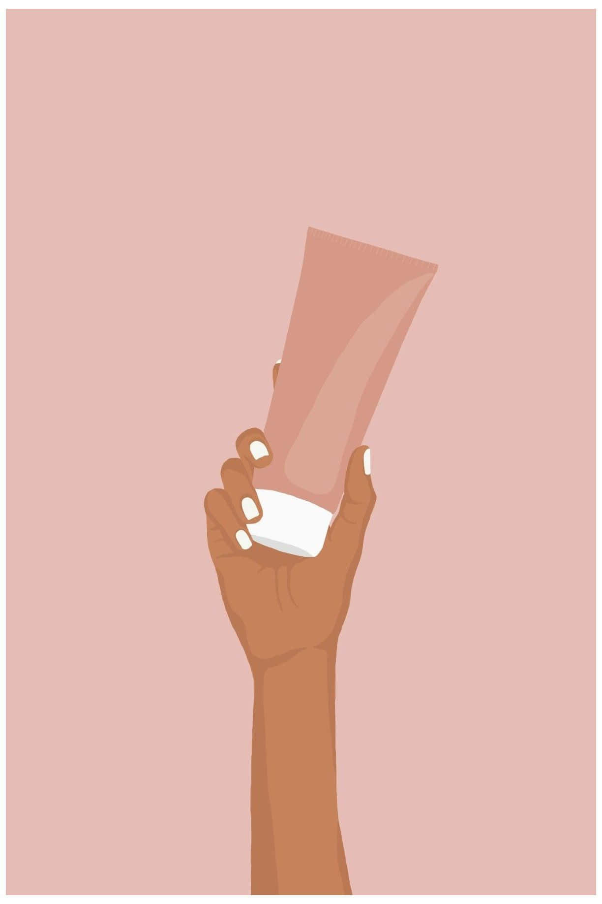 pink tube, white nails, solid pink background, HD Phone Wallpaper