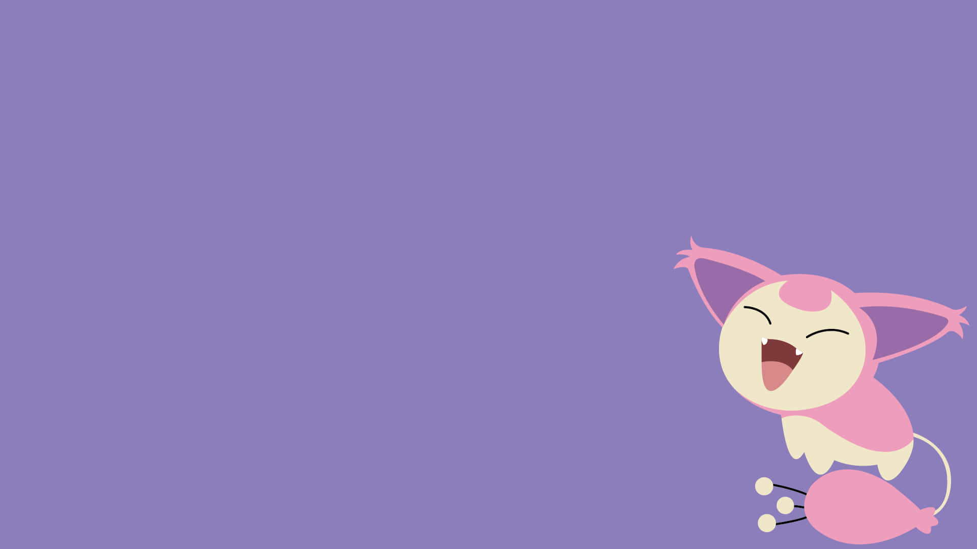 Purple Skitty, pink cartoon cat-like creature, balloon tail, Full HD Desktop Wallpaper