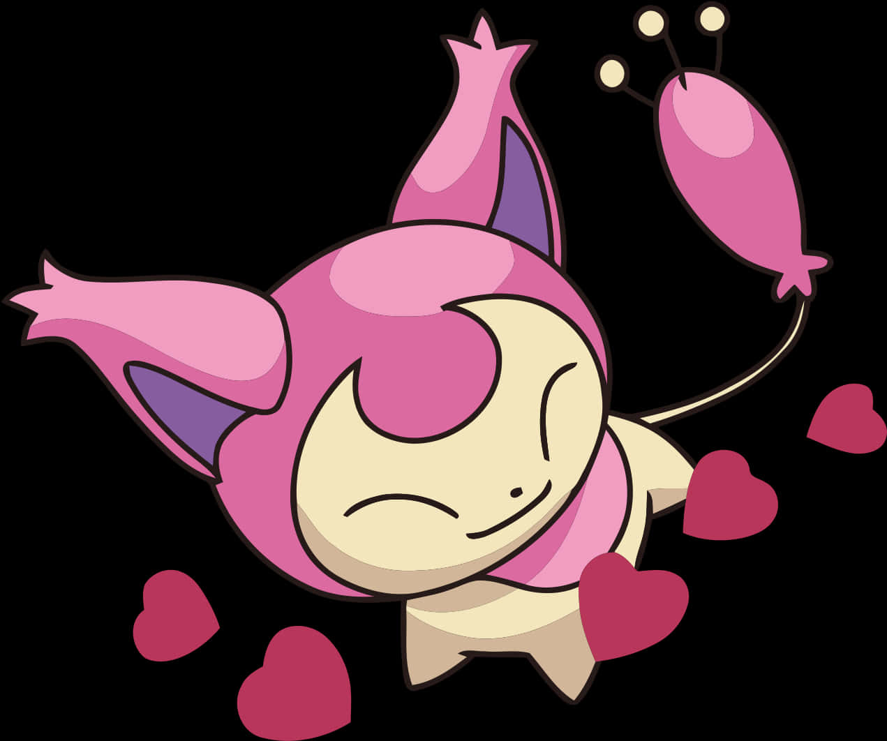 Skitty, hearts, pink, SD Desktop Wallpaper
