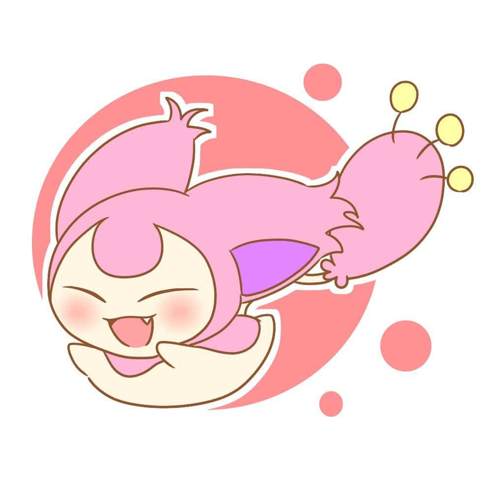 Skitty, pink anime character, closed eyes, SD Desktop Wallpaper