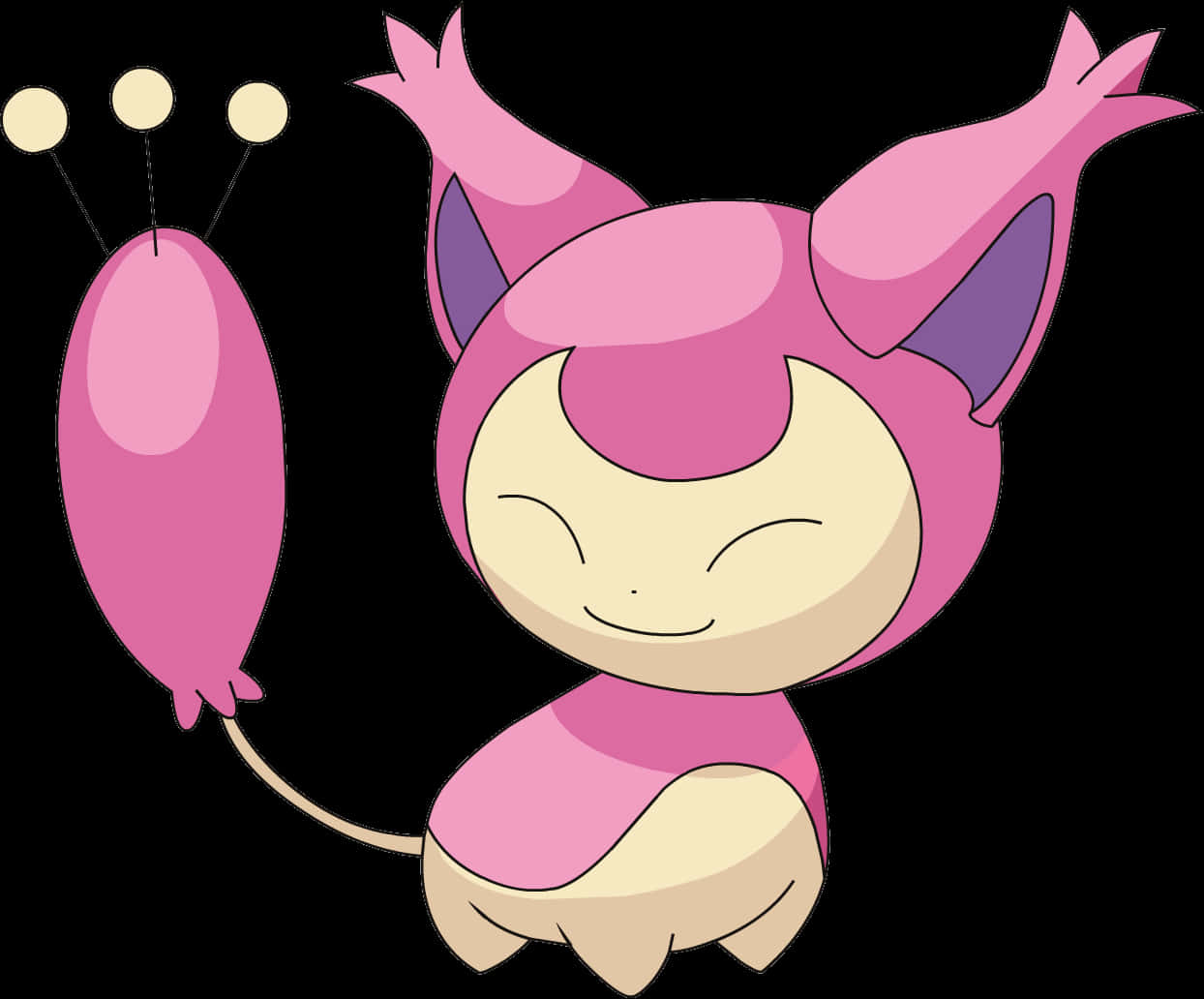 Simple Skitty, pink anime-style Pokémon, closed eyes, SD Desktop Wallpaper
