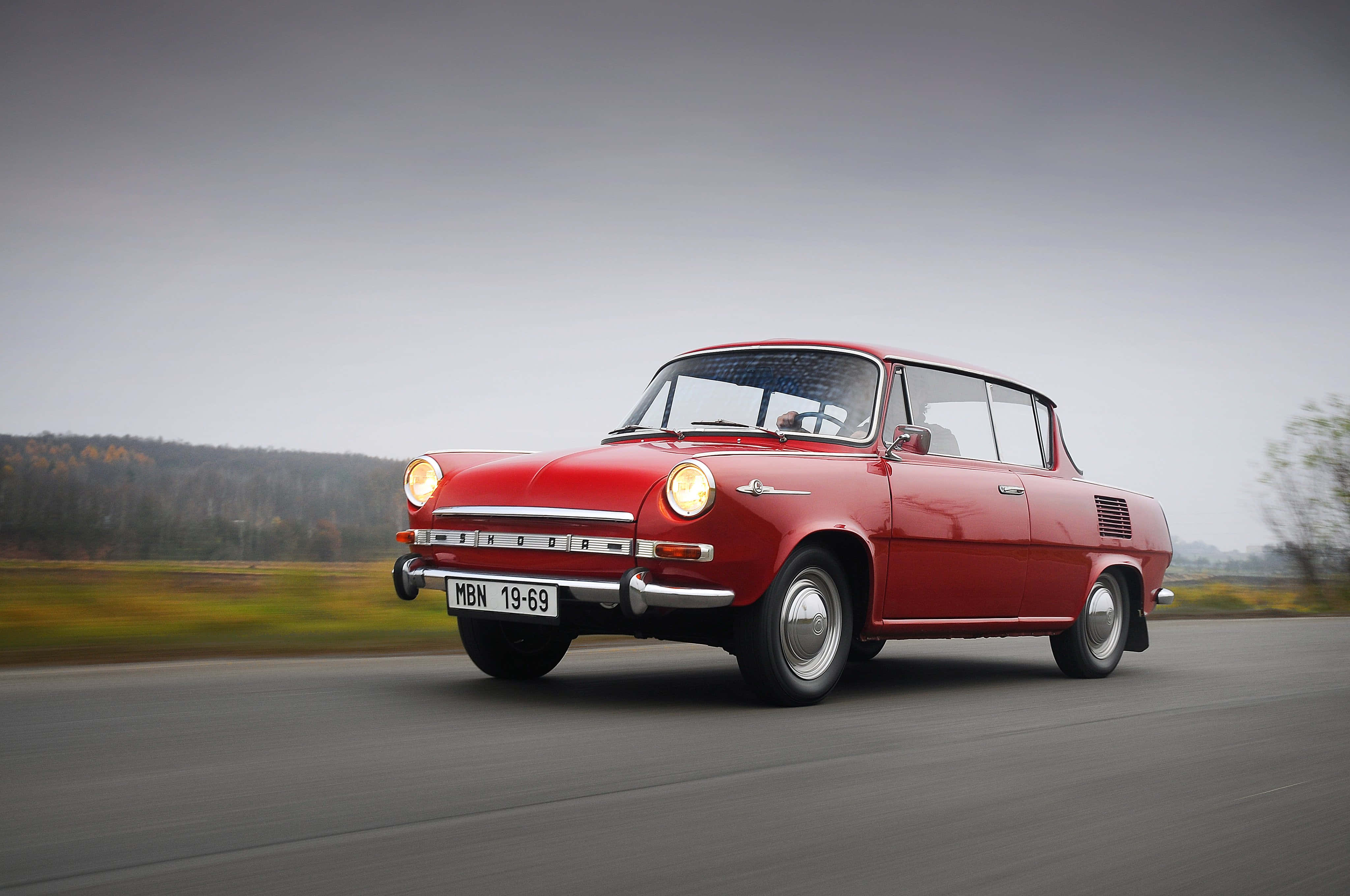 Škoda 1000 MB, vintage, vibrant red, 4K Desktop Wallpaper