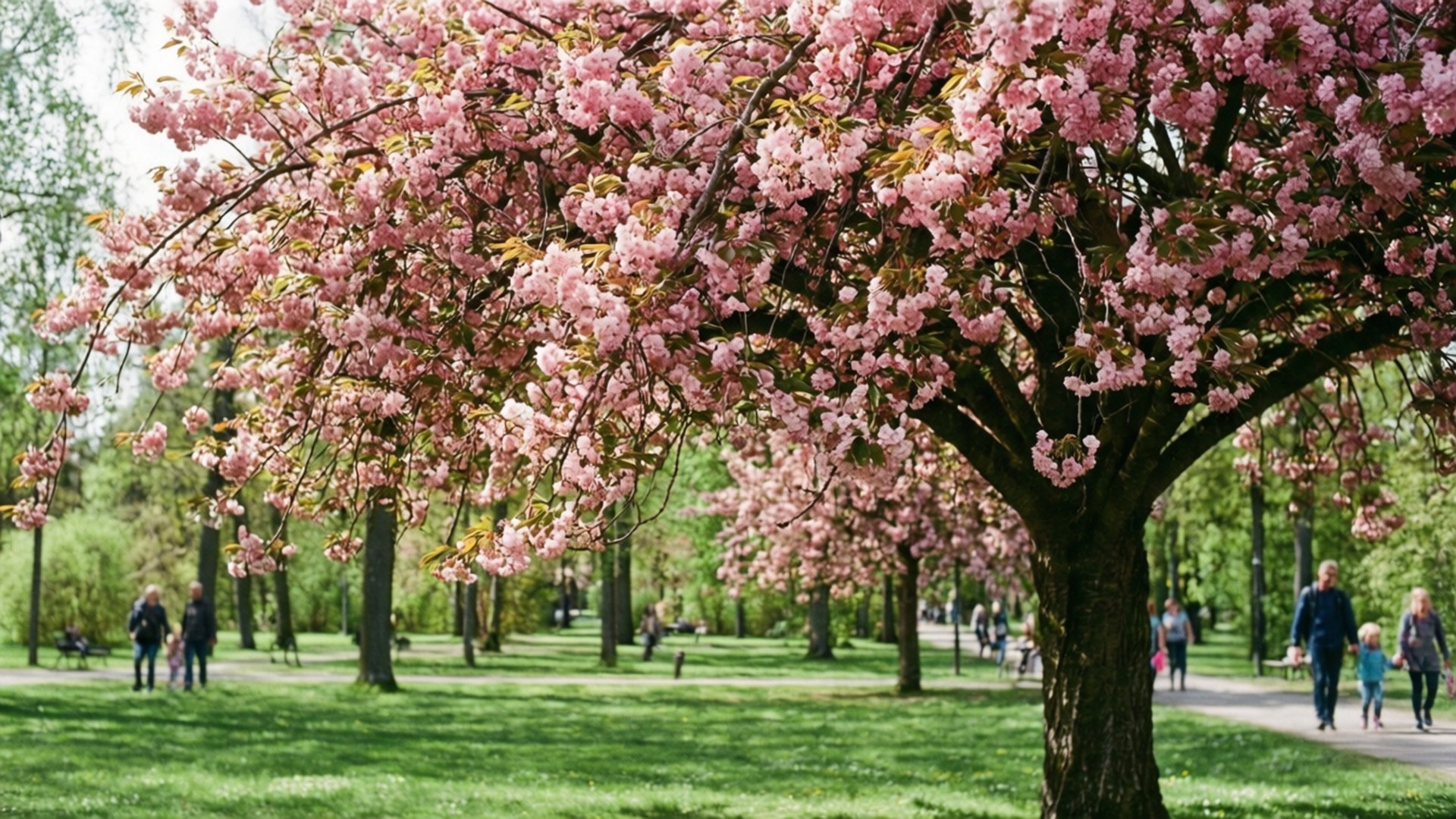 Skövde, spring blossoms, blossoming cherry tree, Full HD Desktop Wallpaper