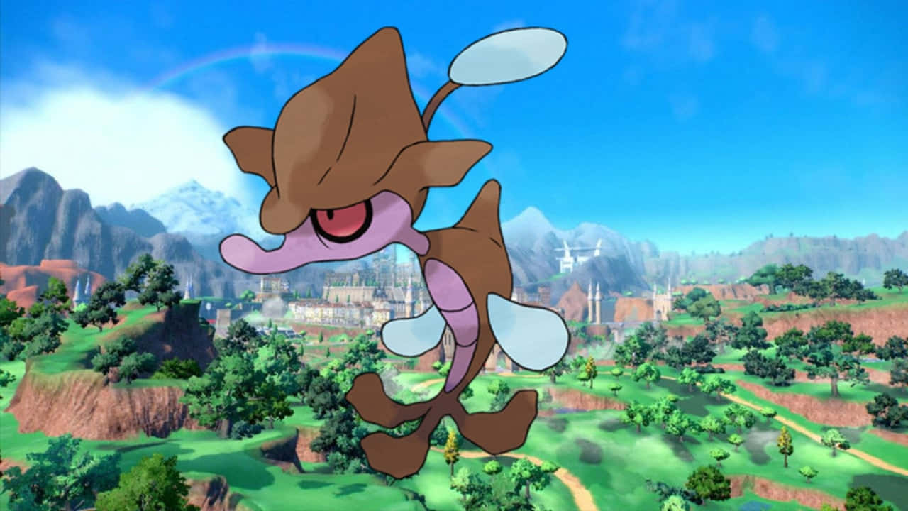 Skrelp, brown and purple Pokémon, white wing-like appendages, HD Desktop Wallpaper