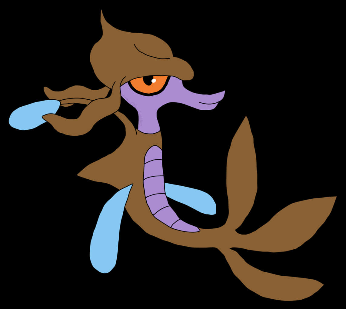 Skrelp, brown body, purple accents, SD Desktop Wallpaper