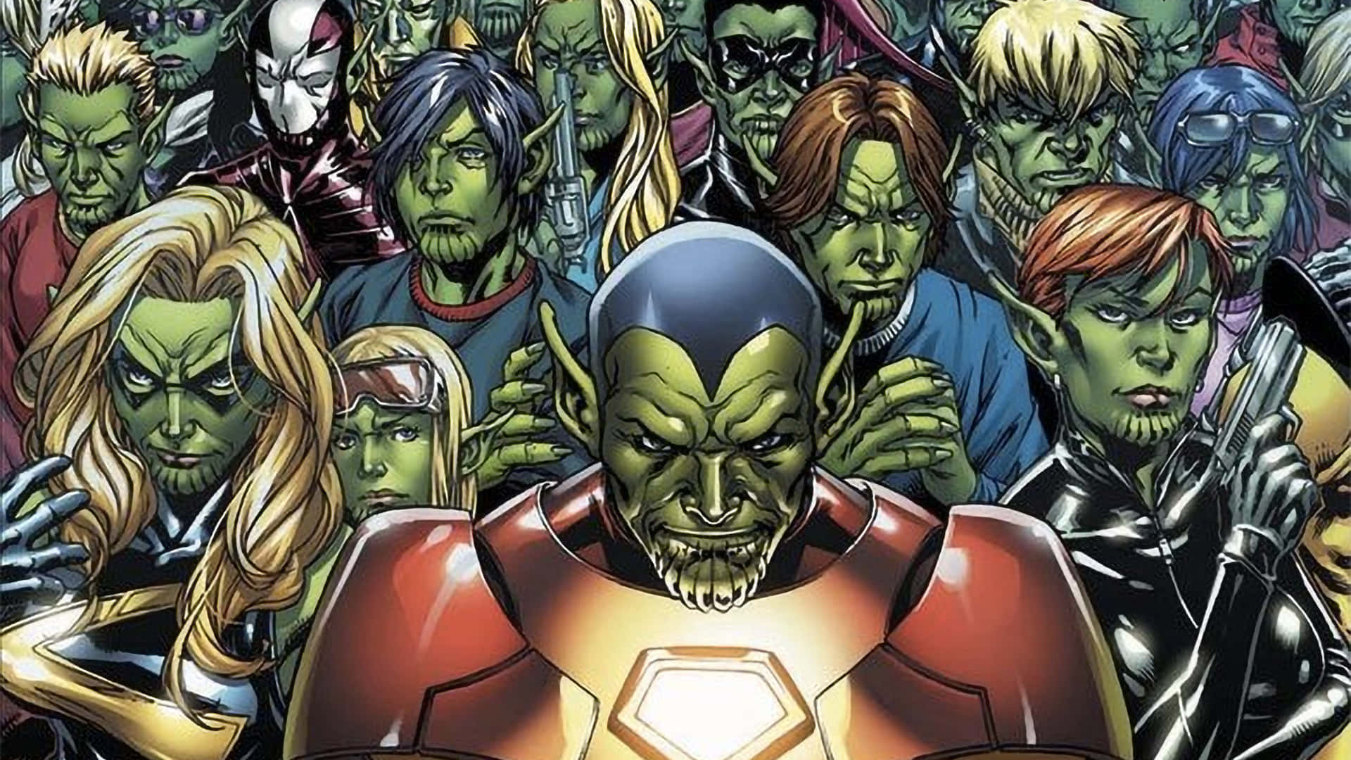 Skrulls, green-skinned superhero, red armor, Full HD Desktop Wallpaper