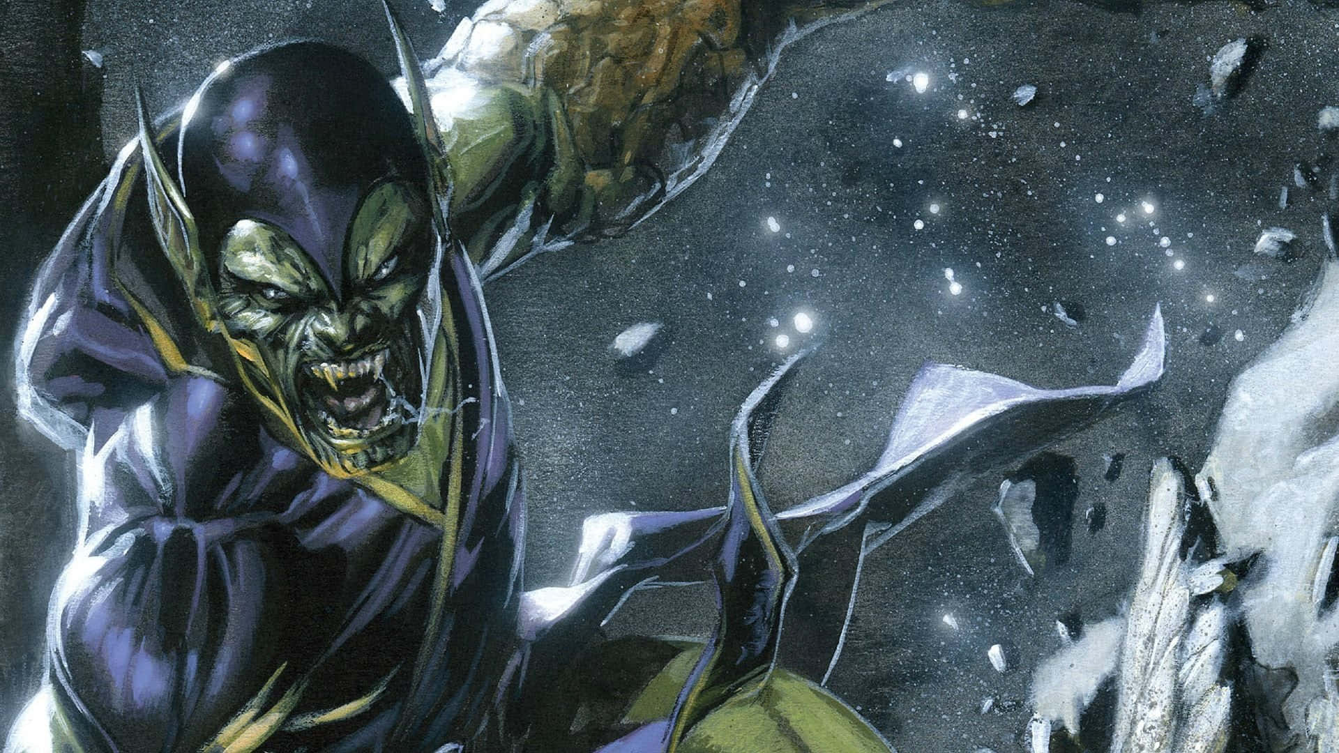 Skrulls, green-skinned, sharp horns, Full HD Desktop Wallpaper