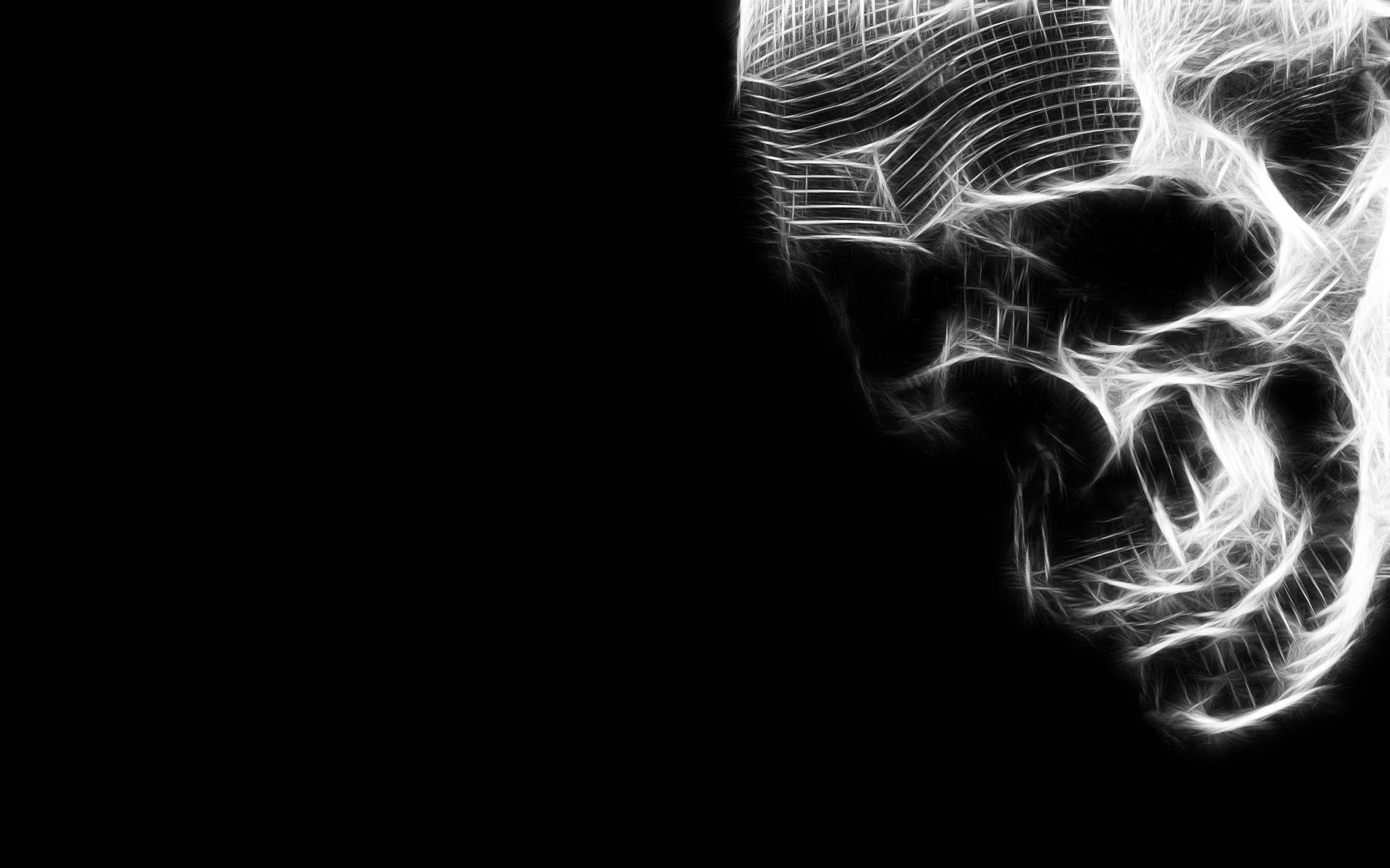 cool white skull, glowing white wireframe skull, intricate geometric patterns, Full HD Desktop Wallpaper
