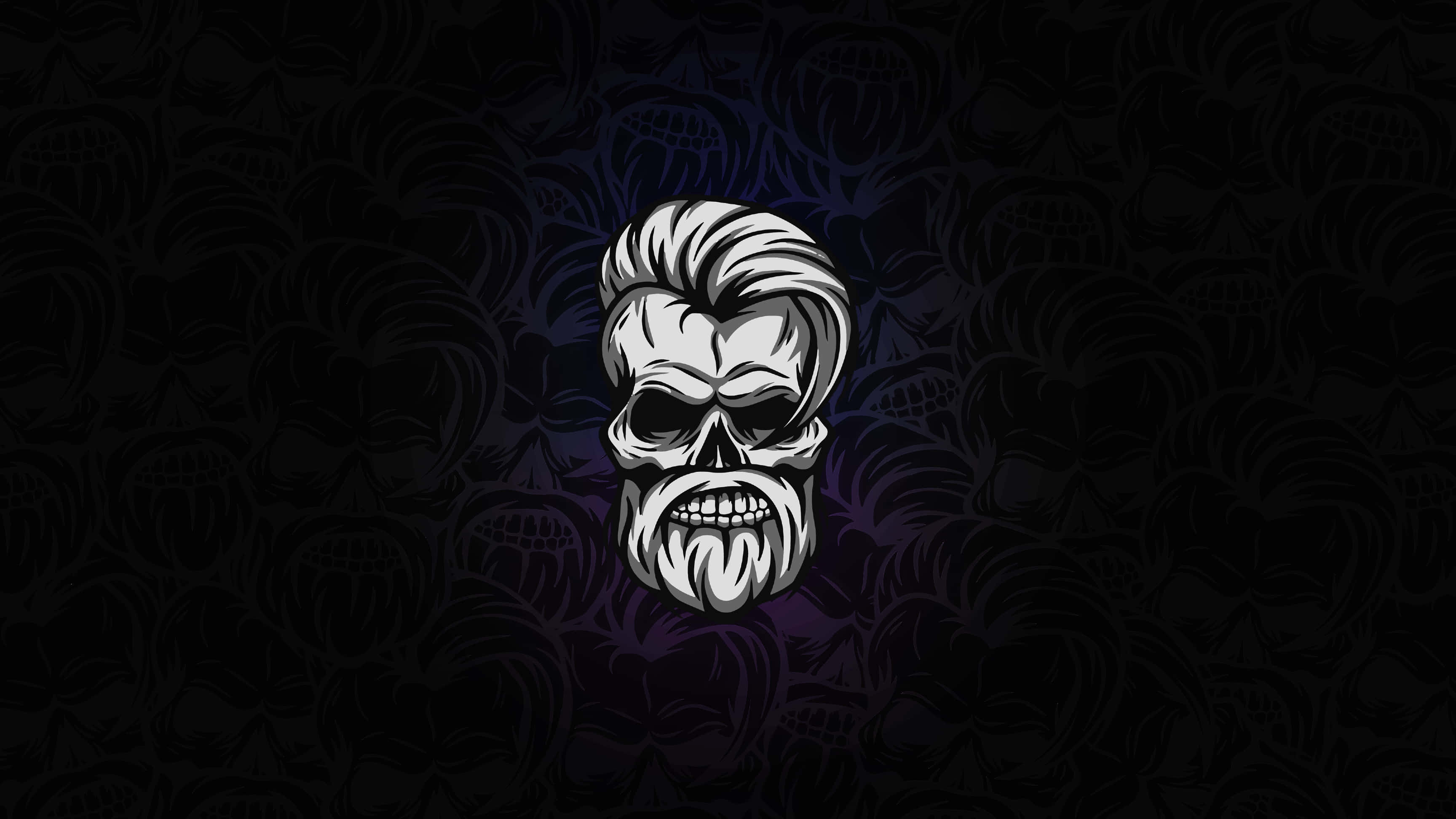 skull, beard, slicked-back hairstyle, 2K Desktop Wallpaper