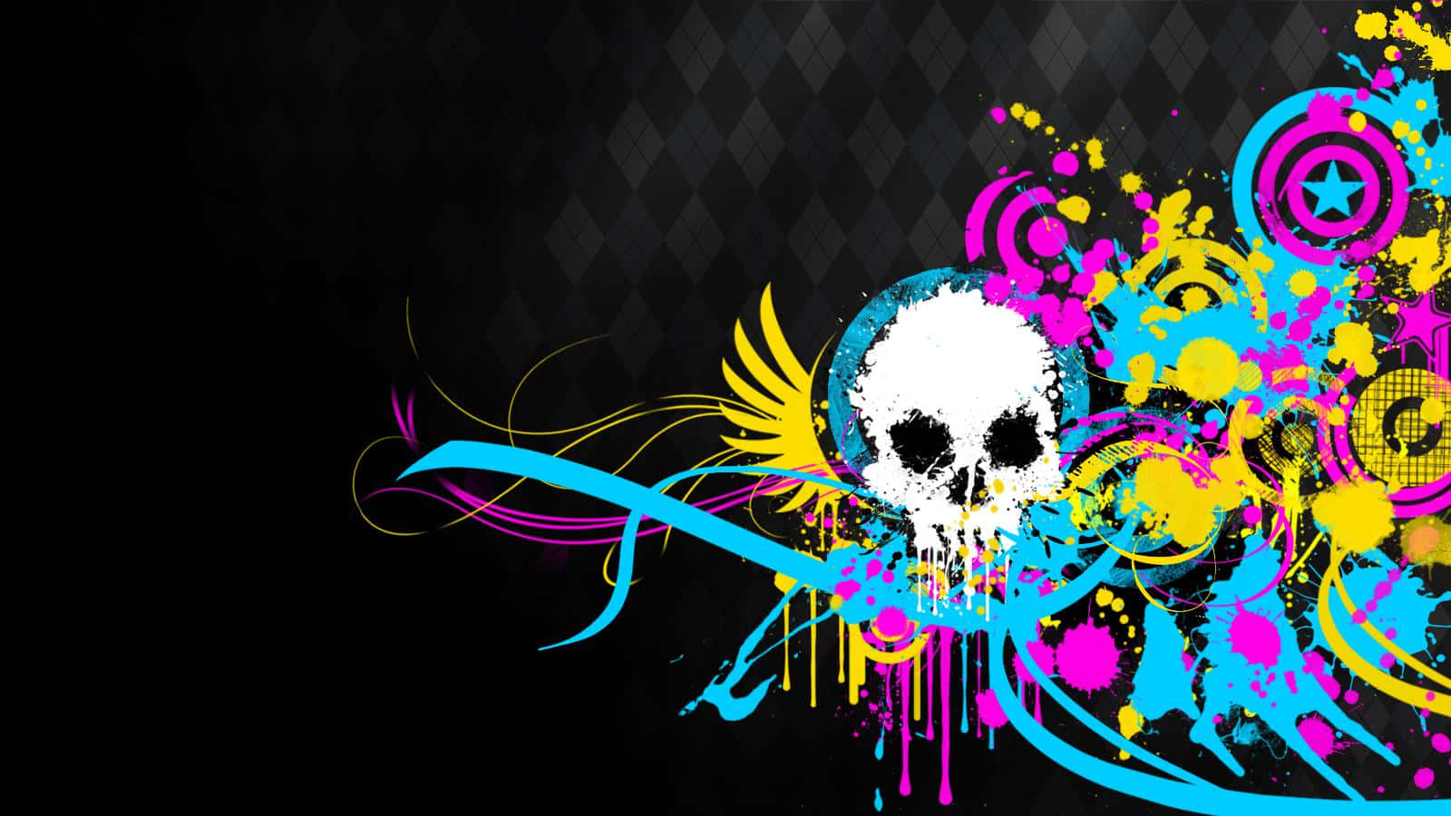 abstract skull artwork, graffiti-style skull, dripping paint, HD Desktop Wallpaper
