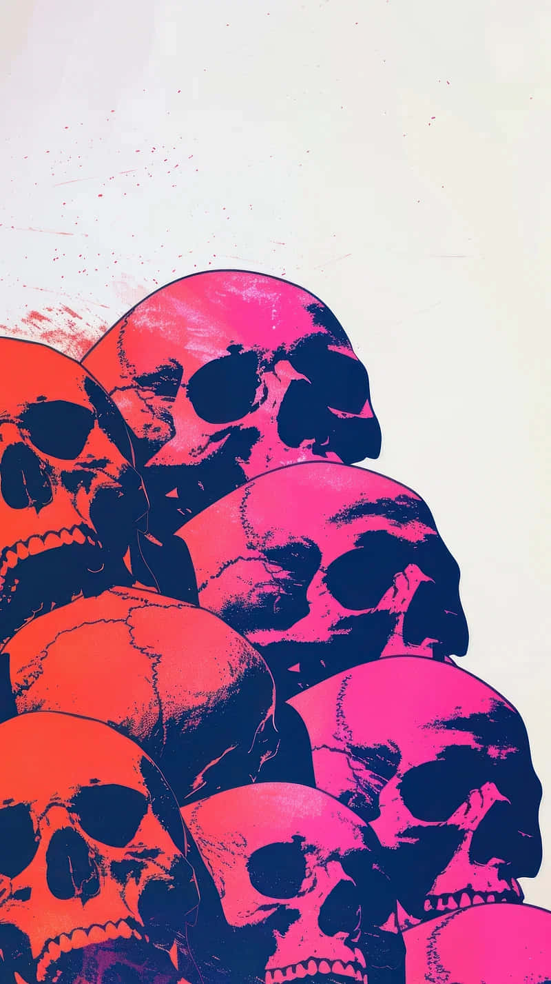 vibrant pink, orange skulls, gritty pop art style, HD Phone Wallpaper