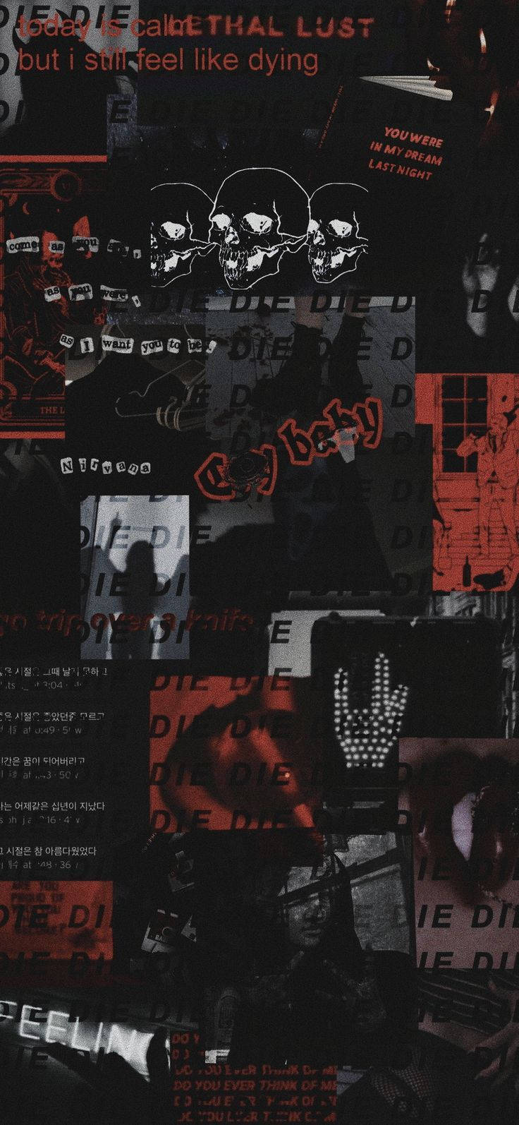 Aesthetic Grunge iPhone, skulls, red accents, HD Phone Wallpaper