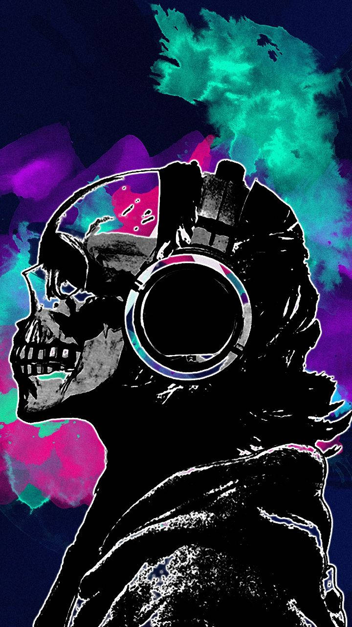 colorful skeleton music phone, neon splash, teal purple, HD Phone Wallpaper