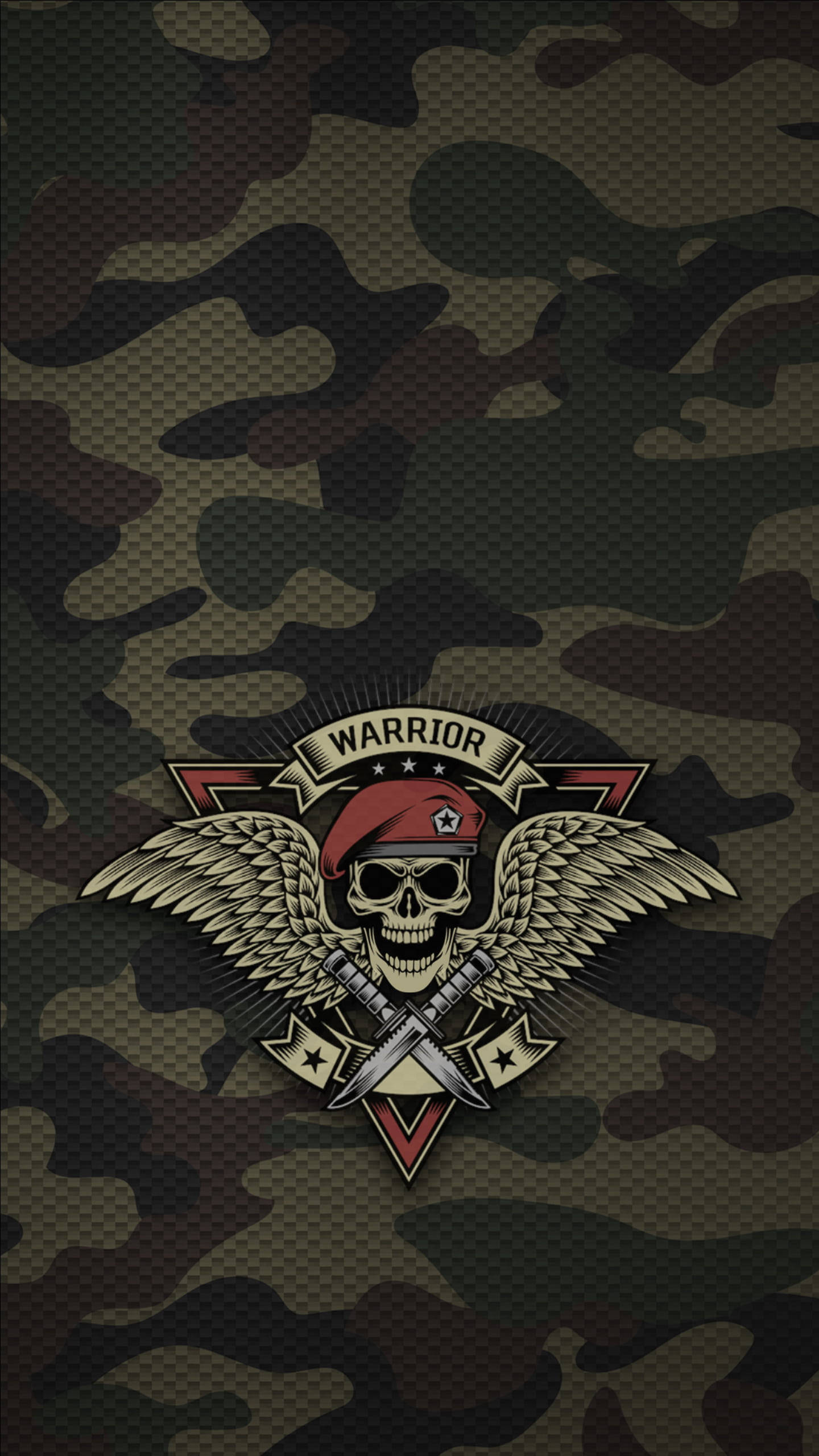 military gangster skull, warrior skull emblem, wings, 2K Phone Wallpaper