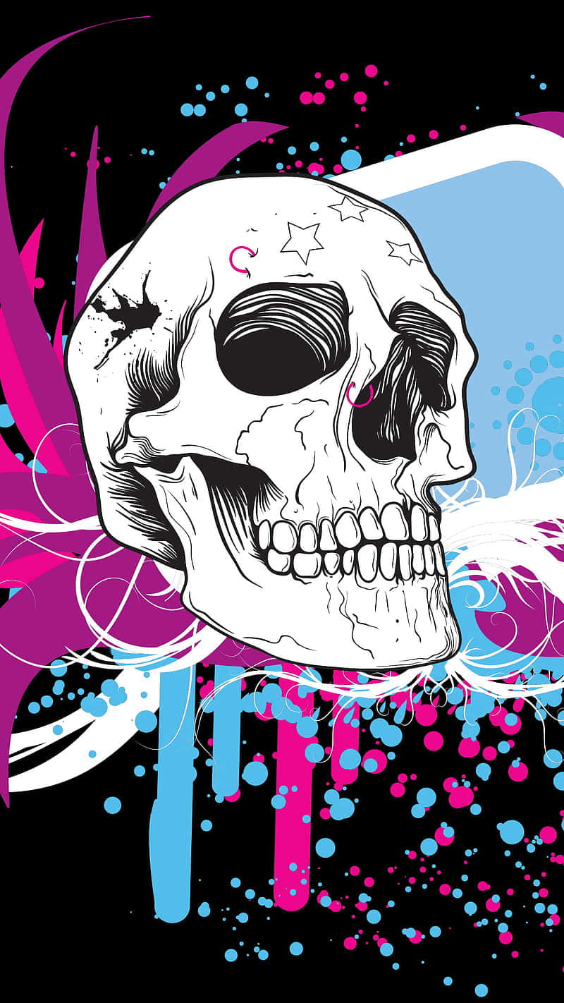 skull phone, white skull, stars, HD Phone Wallpaper