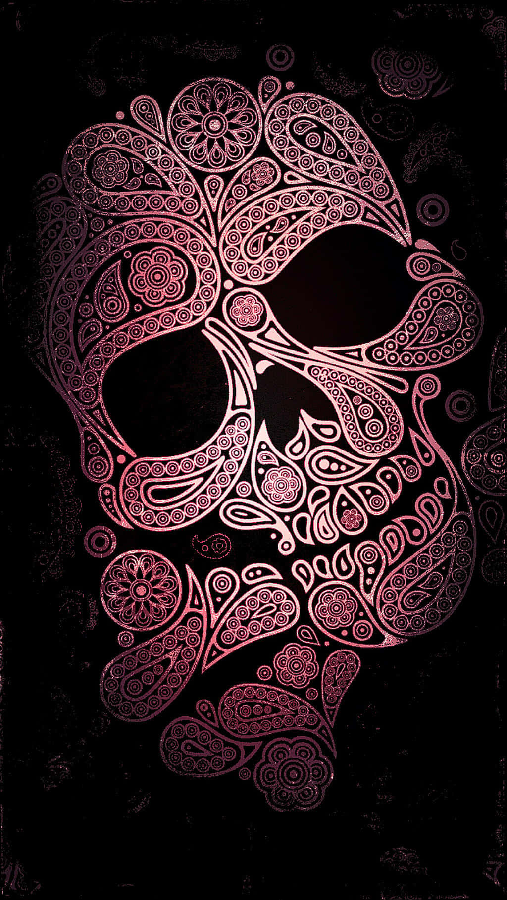 skull phone, paisley pattern, pink skull, HD Phone Wallpaper