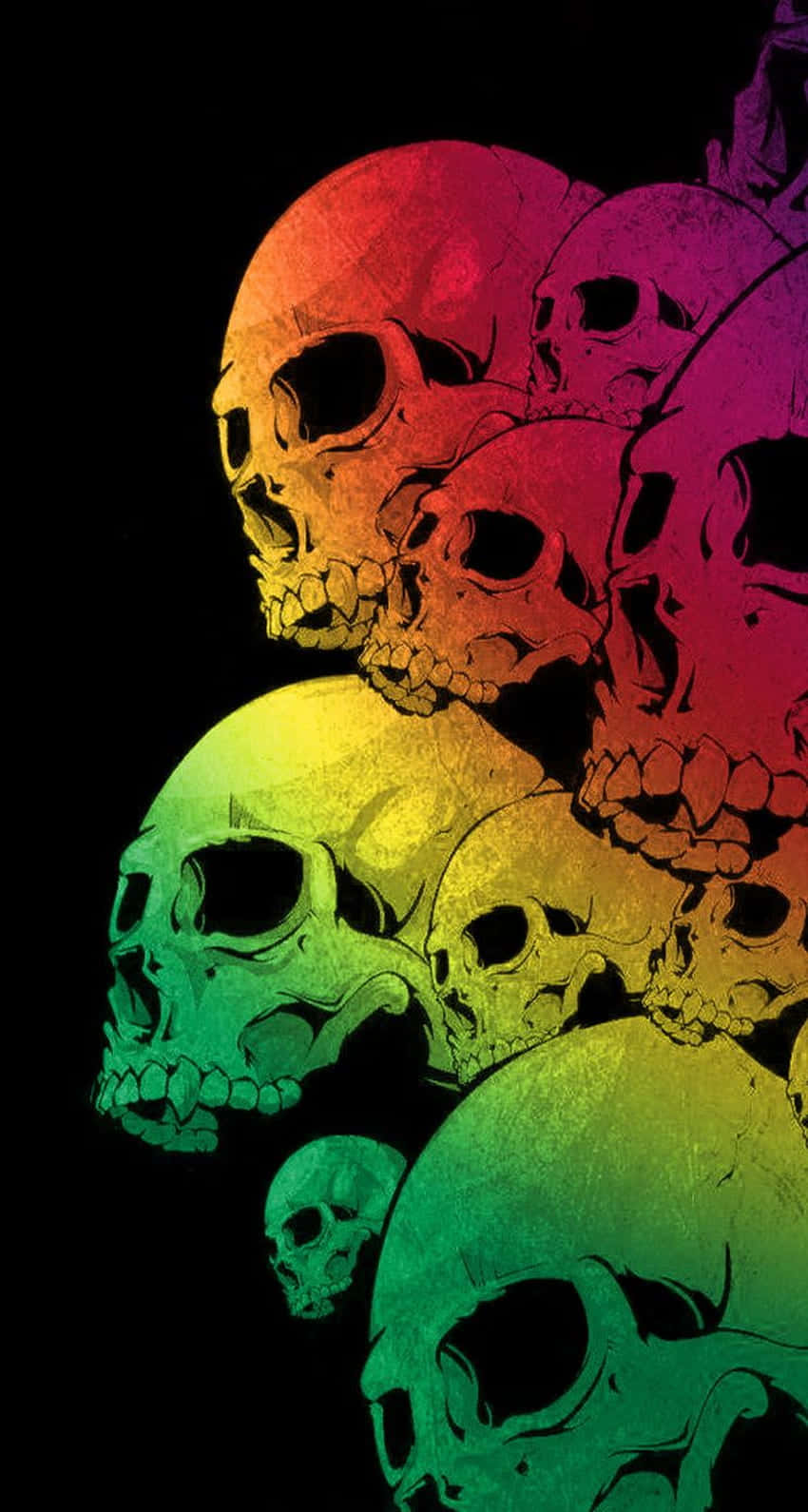 skull phone, rainbow-colored, stacked, HD Phone Wallpaper