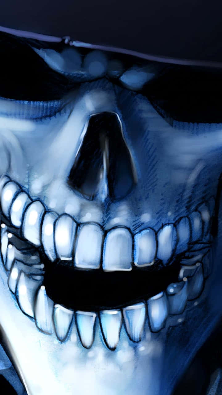 Skull Phone, glowing teeth, dark hat, HD Phone Wallpaper