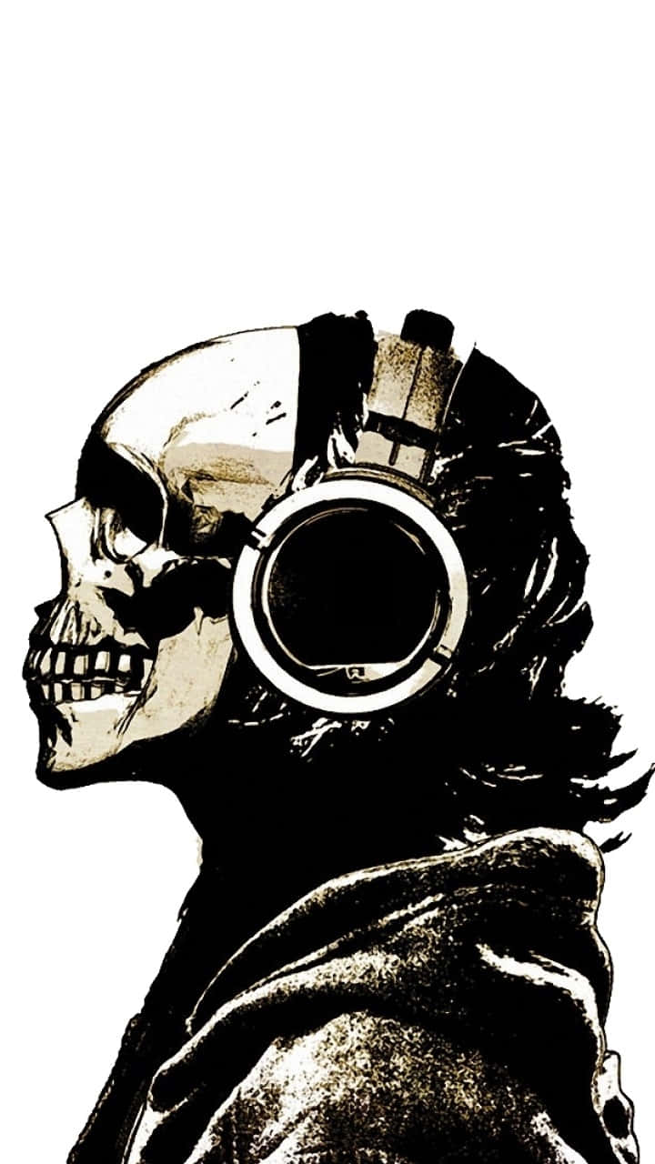 skull phone, headphones, long hair, HD Phone Wallpaper