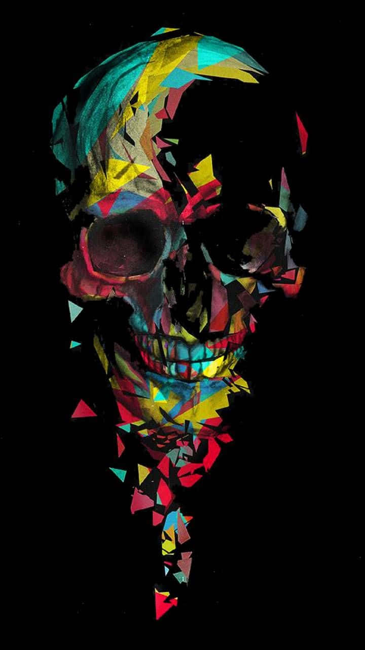 Skull Phone, geometric skull, colorful triangles, HD Phone Wallpaper