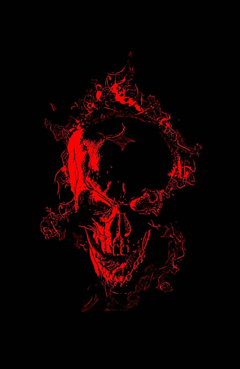 Skull Phone, glowing red skull, intricate flame-like patterns, HD Phone Wallpaper
