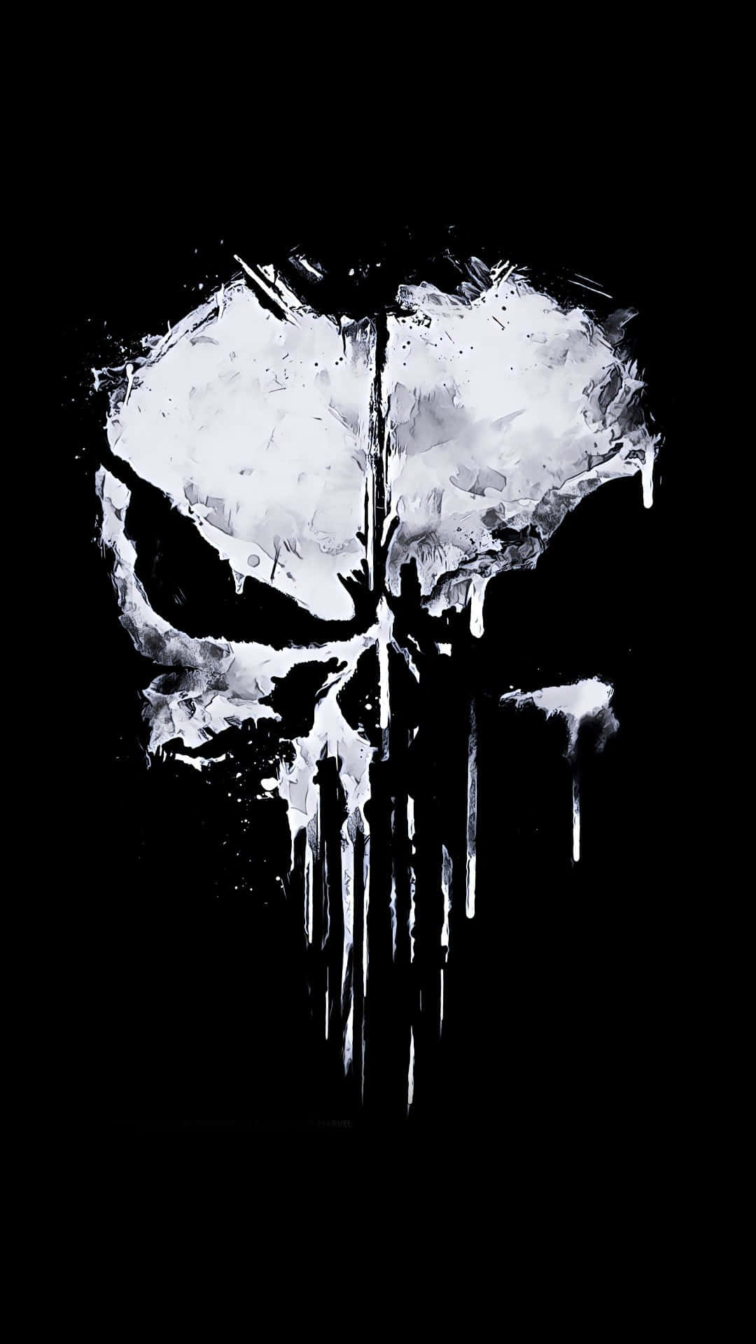 Skull Phone, stark white skull, dripping paint effect, Full HD Phone Wallpaper