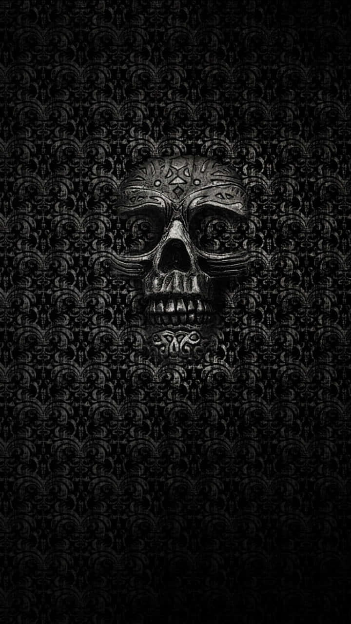 Skull Phone, damask wallpaper texture, intricately carved skull, HD Phone Wallpaper