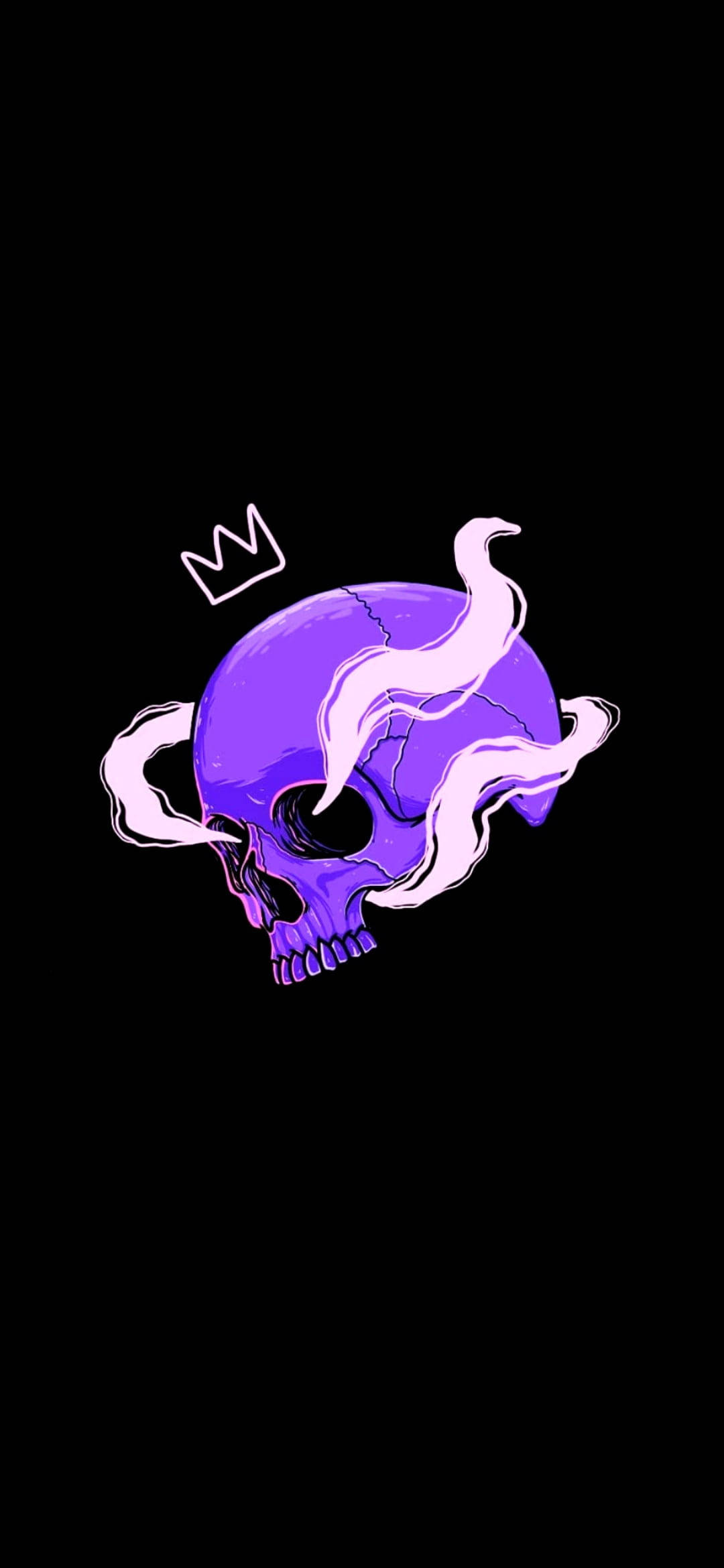 Skull Phone, black background, purple skull, Full HD Phone Wallpaper