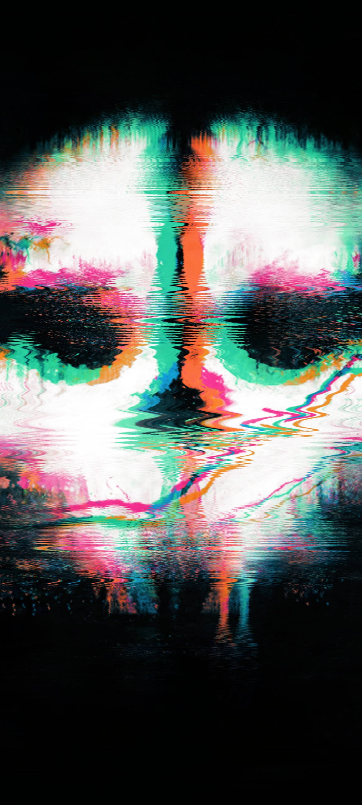 Sick Phone Trippy Skull, glitch-art face, distorted eyes, 2K Phone Wallpaper