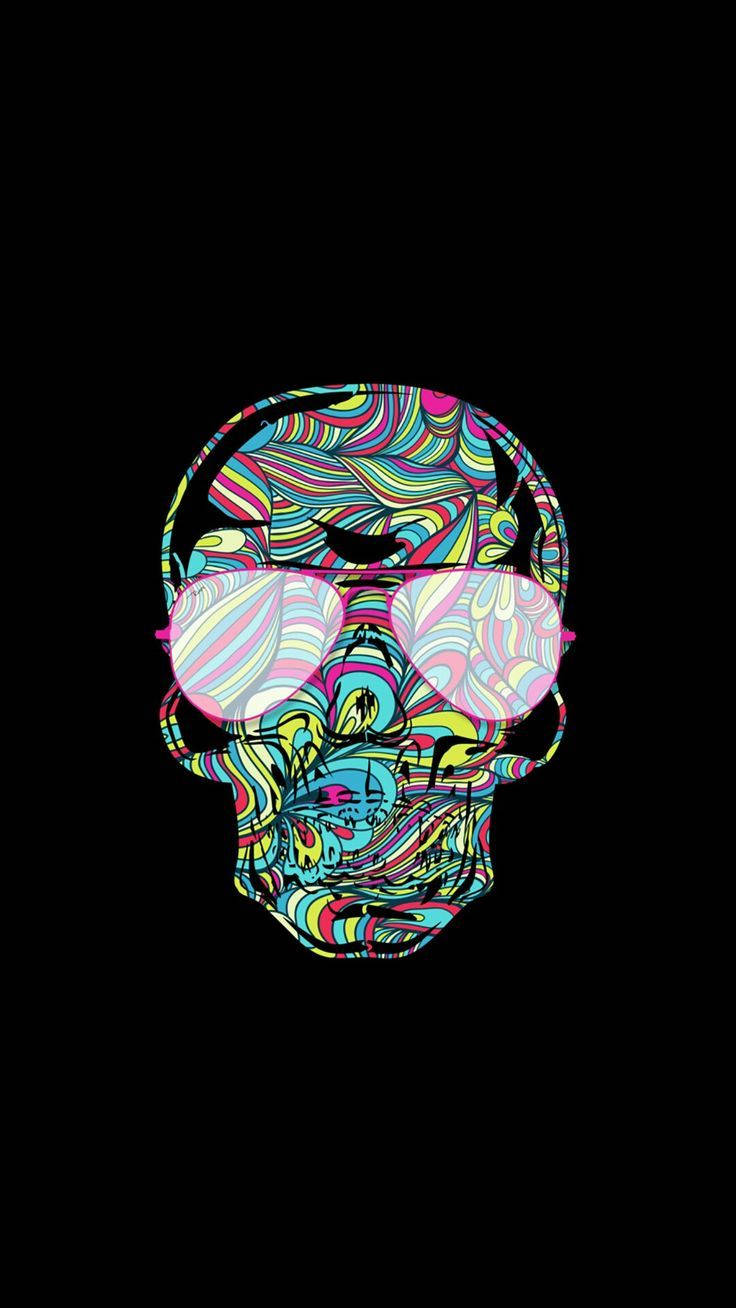 Groovy Skull Cell Phone Background, psychedelic skull, swirling rainbow patterns, HD Phone Wallpaper