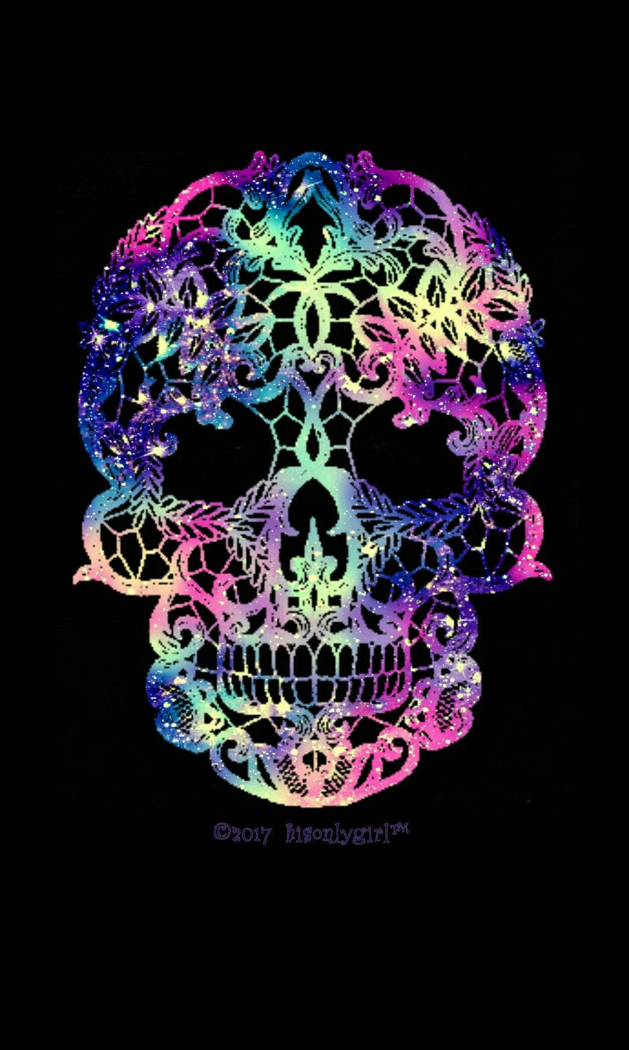 colorful skull, rainbow-colored, lace skull, Full HD Phone Wallpaper