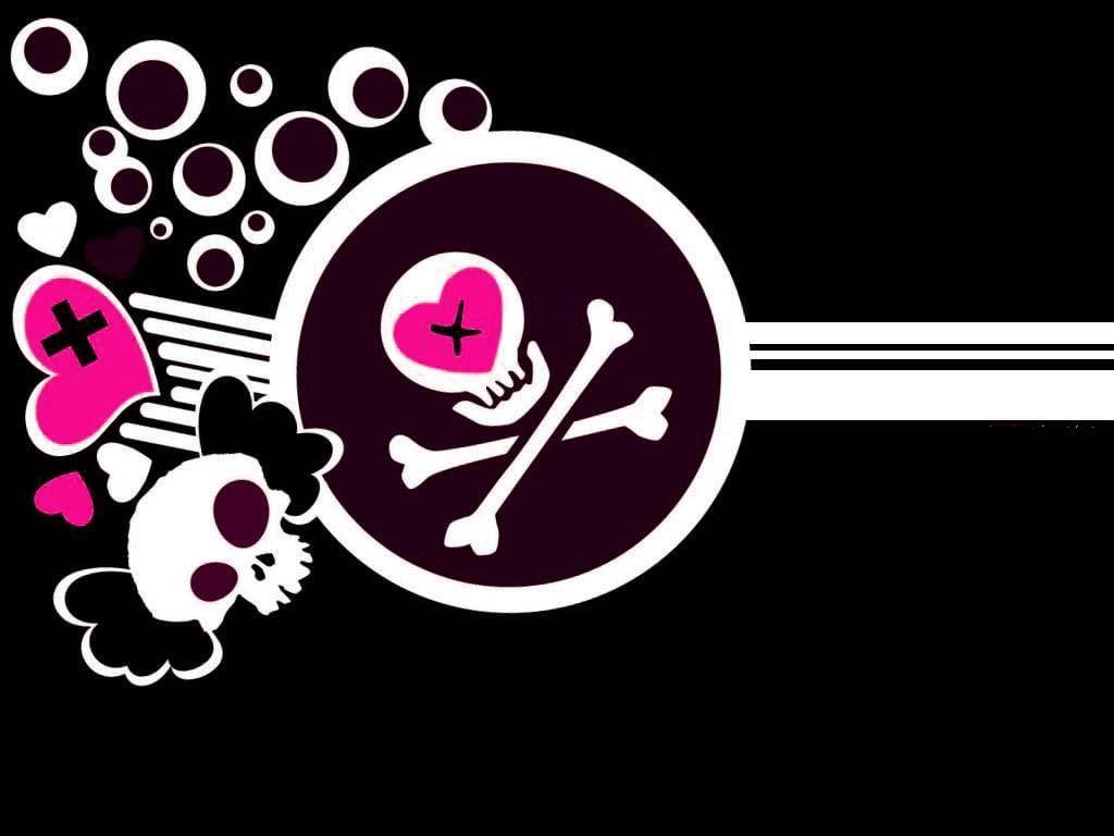 cute skeleton, pink hearts skulls, bubbles, SD Desktop Wallpaper