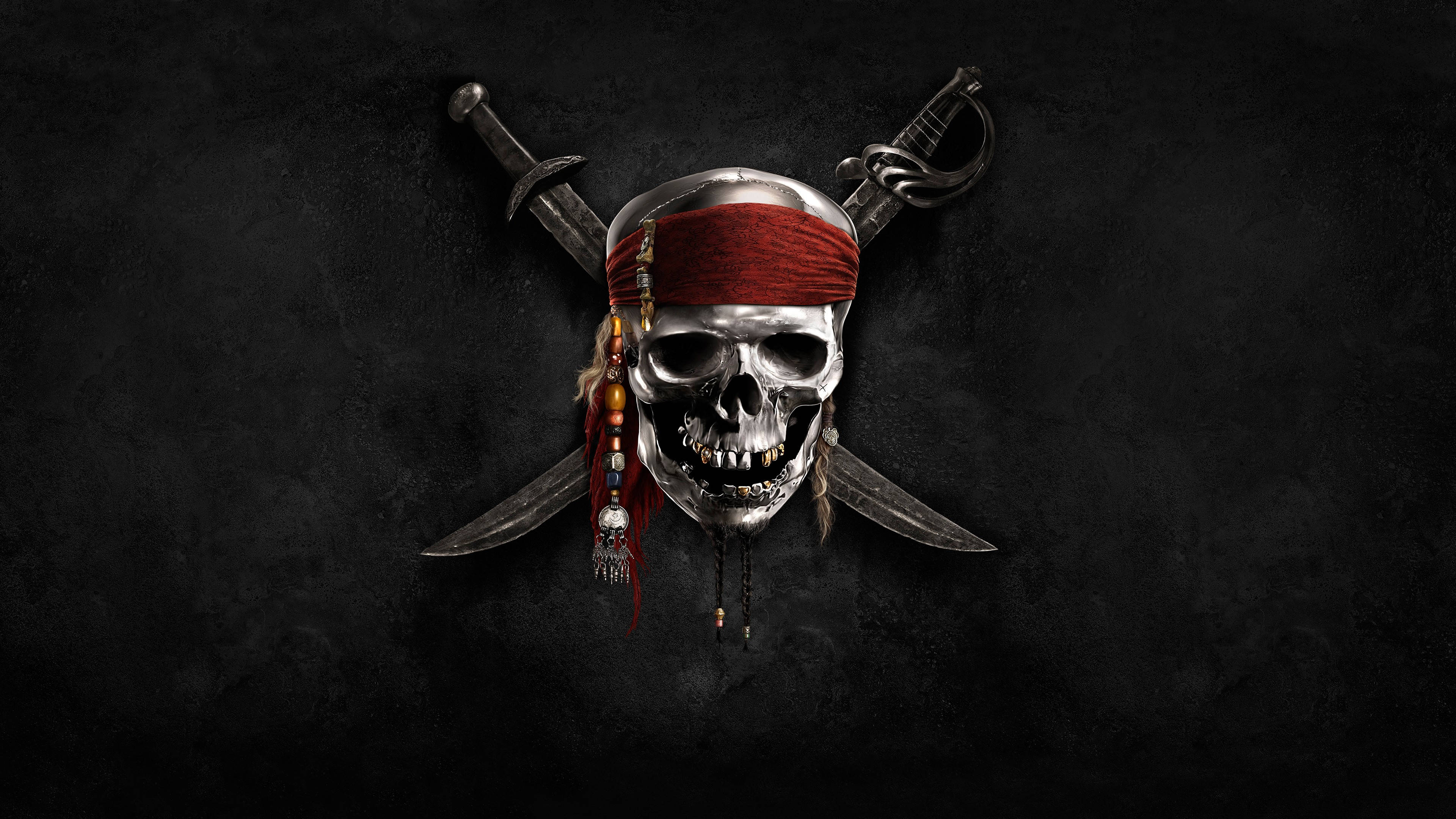 4K, pirate skull, red bandana, 4K Desktop Wallpaper