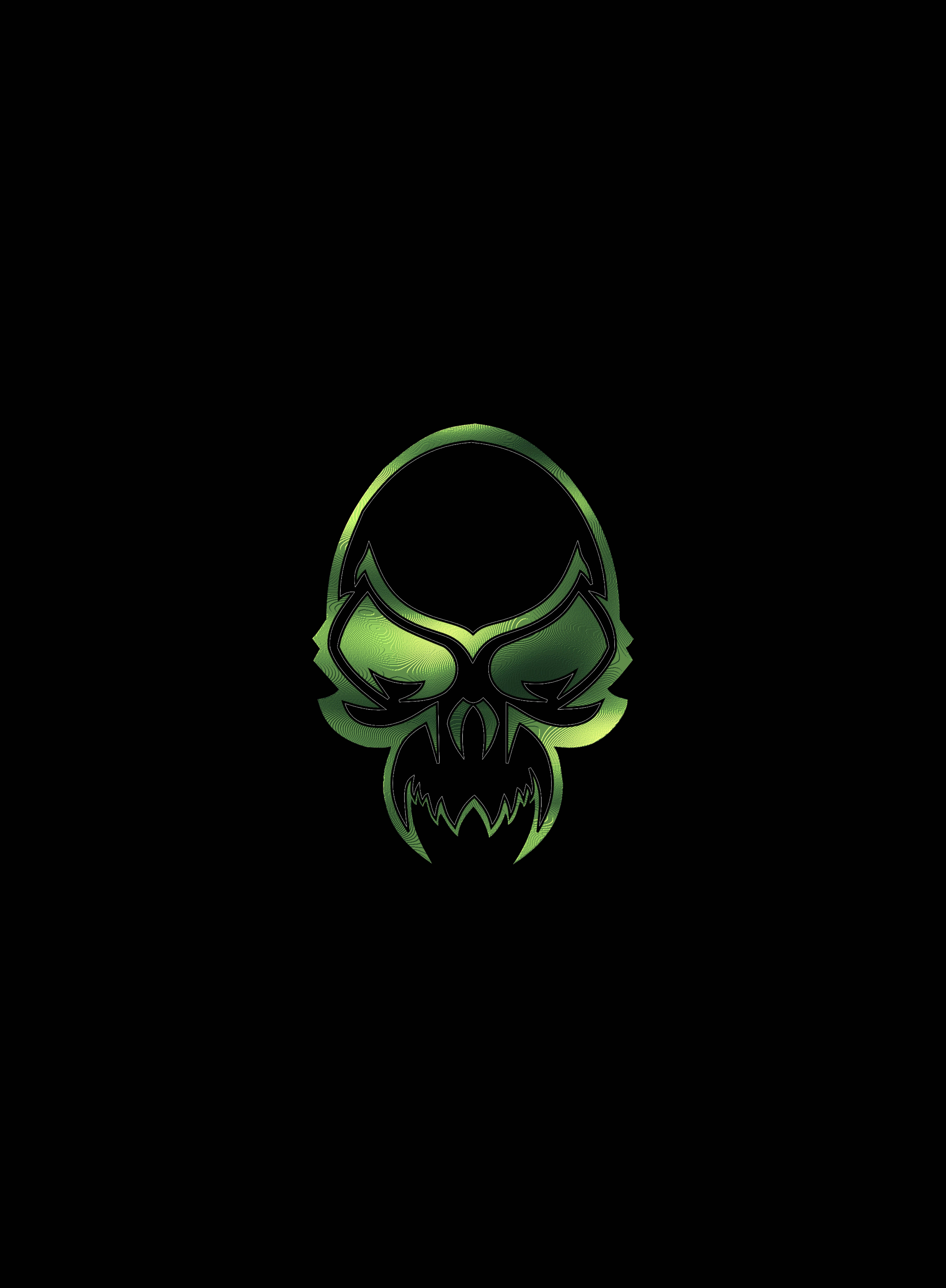 minimalist, neon green, demon skull, 5K Phone Wallpaper