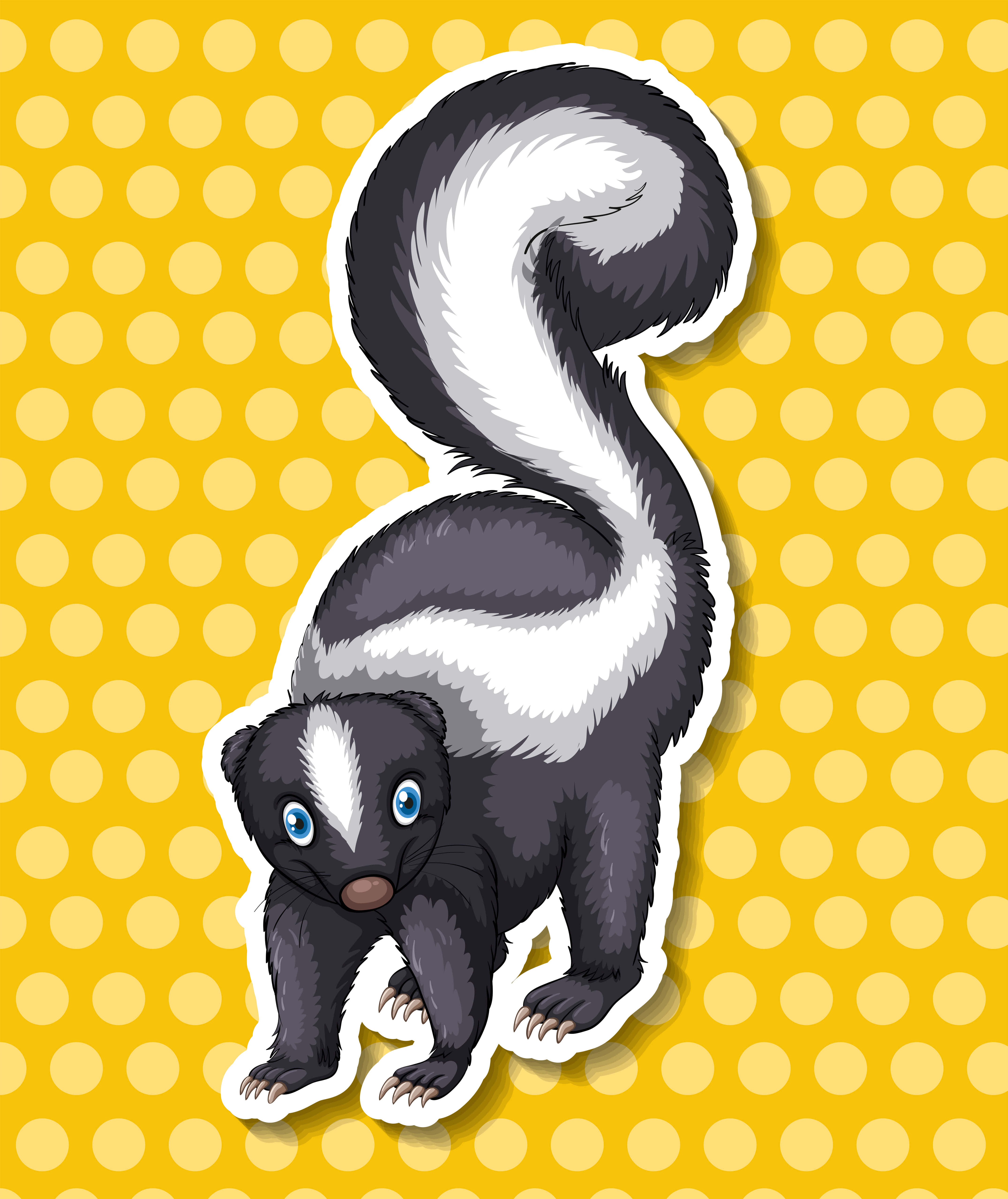 cartoon skunk, blue eyes, white stripe, 4K Phone Wallpaper