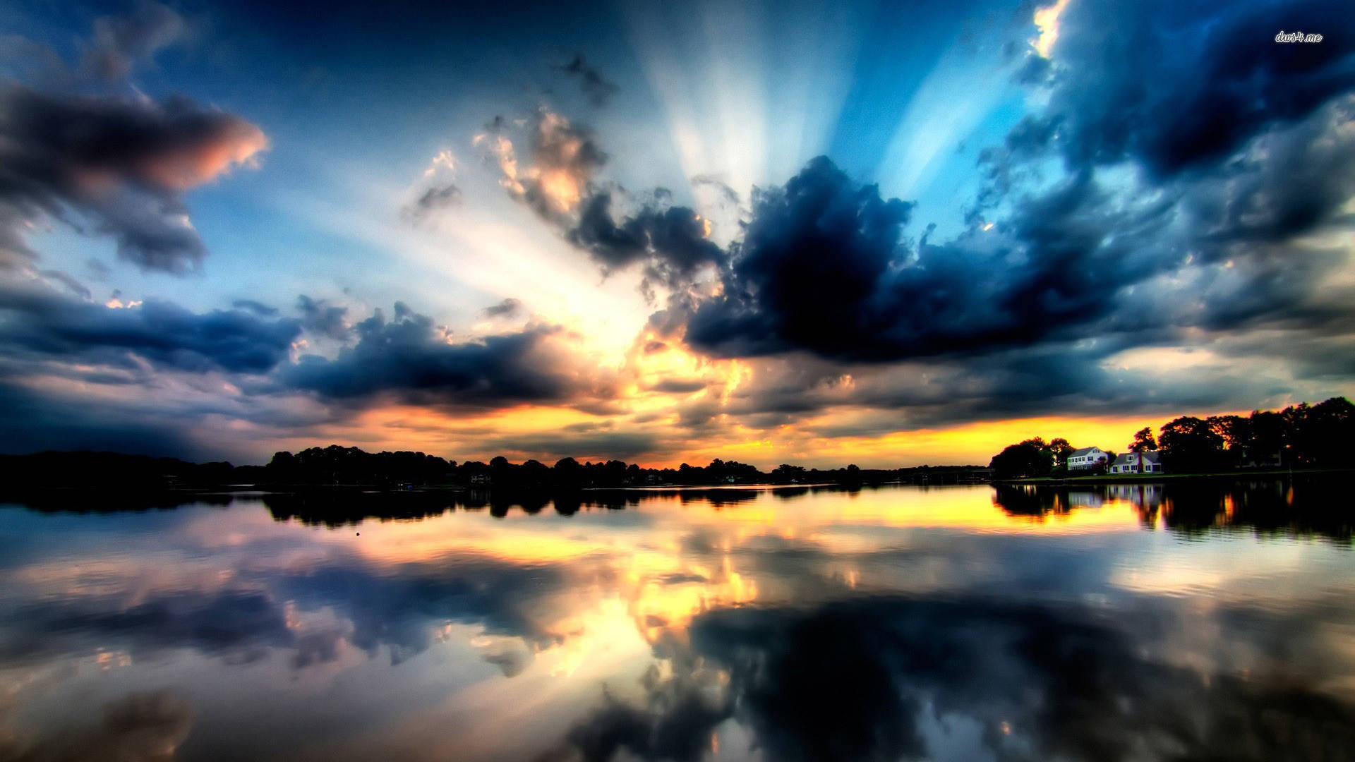 Dark And Cloudy Sky HD, sunset rays, dark clouds, Full HD Desktop Wallpaper