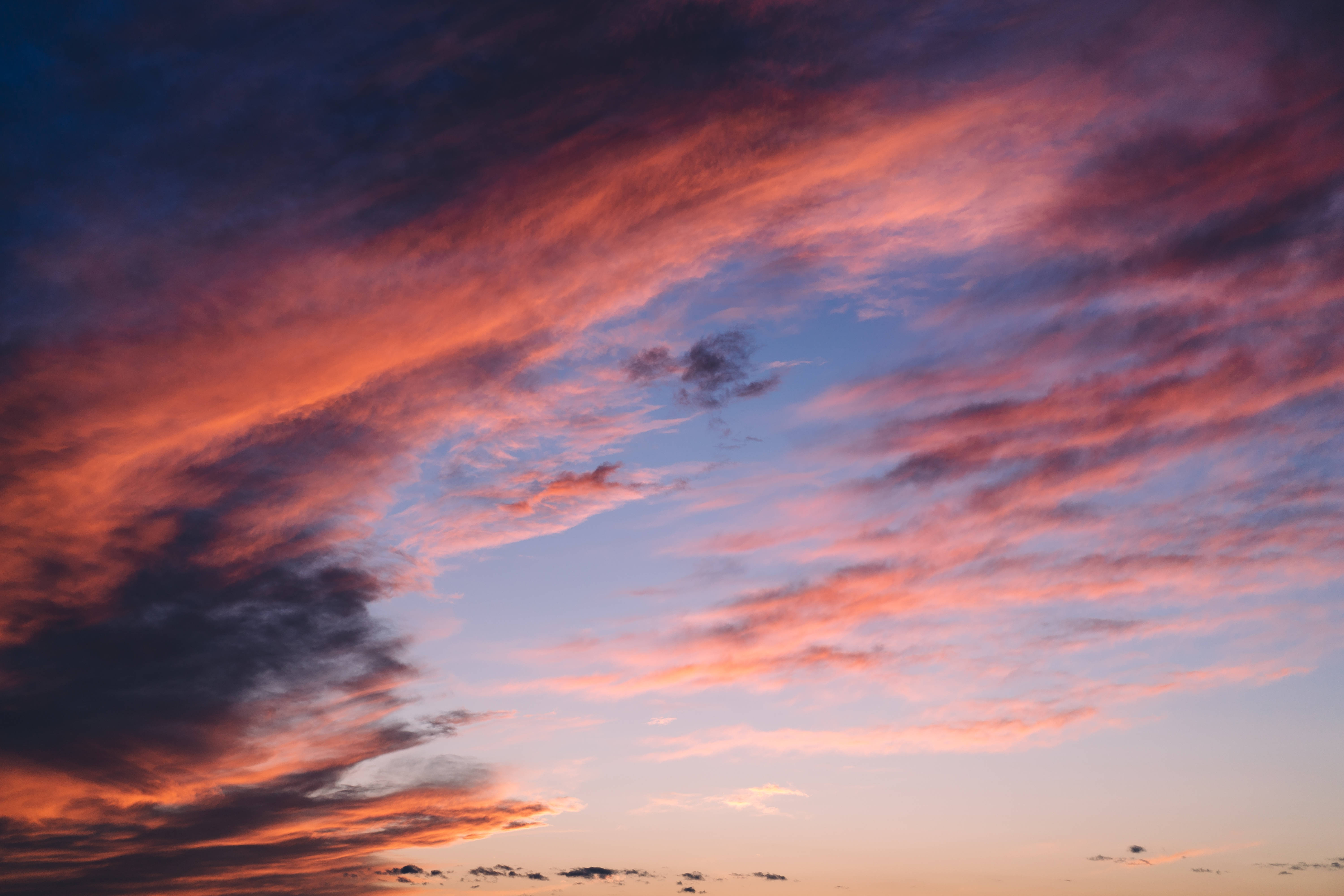 Sunset Sky HD, fiery orange, deep purple, 5K Desktop Wallpaper