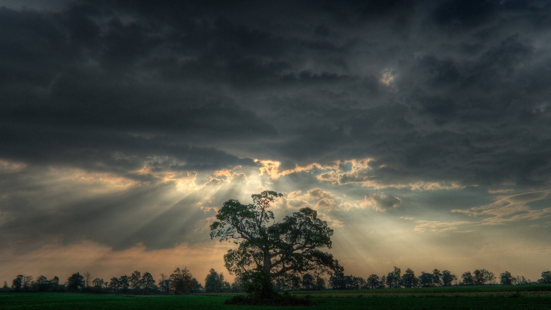 Sky HD, sunbeams, storm clouds, Full HD Desktop Wallpaper