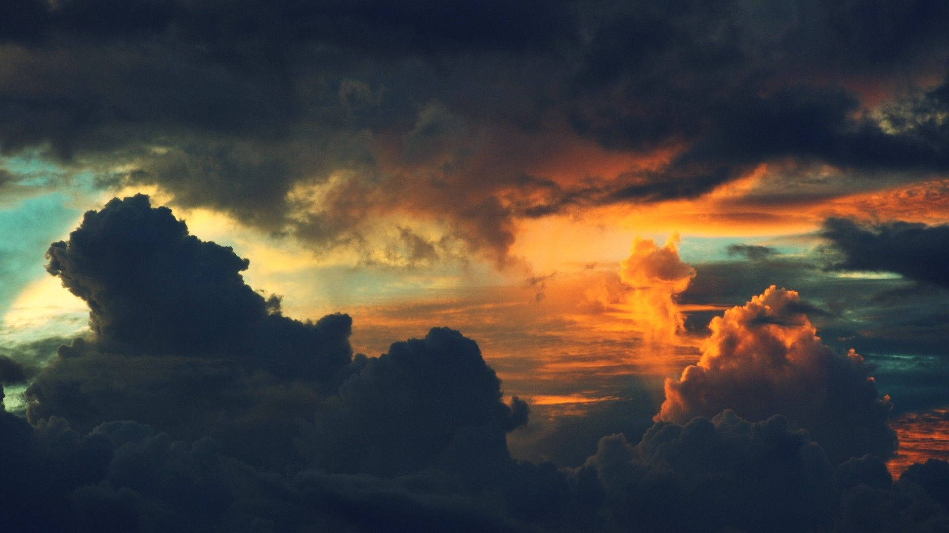 sunset, cloud, fiery orange, Full HD Desktop Wallpaper