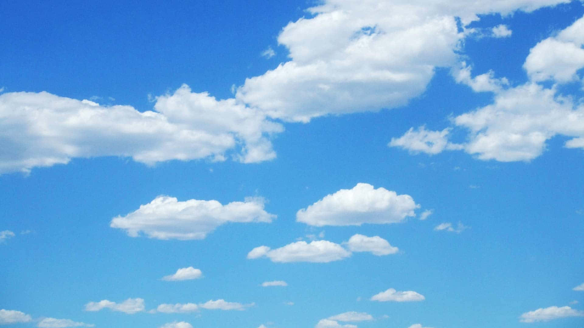 bright blue sky, fluffy white clouds, horizon, Full HD Desktop Wallpaper