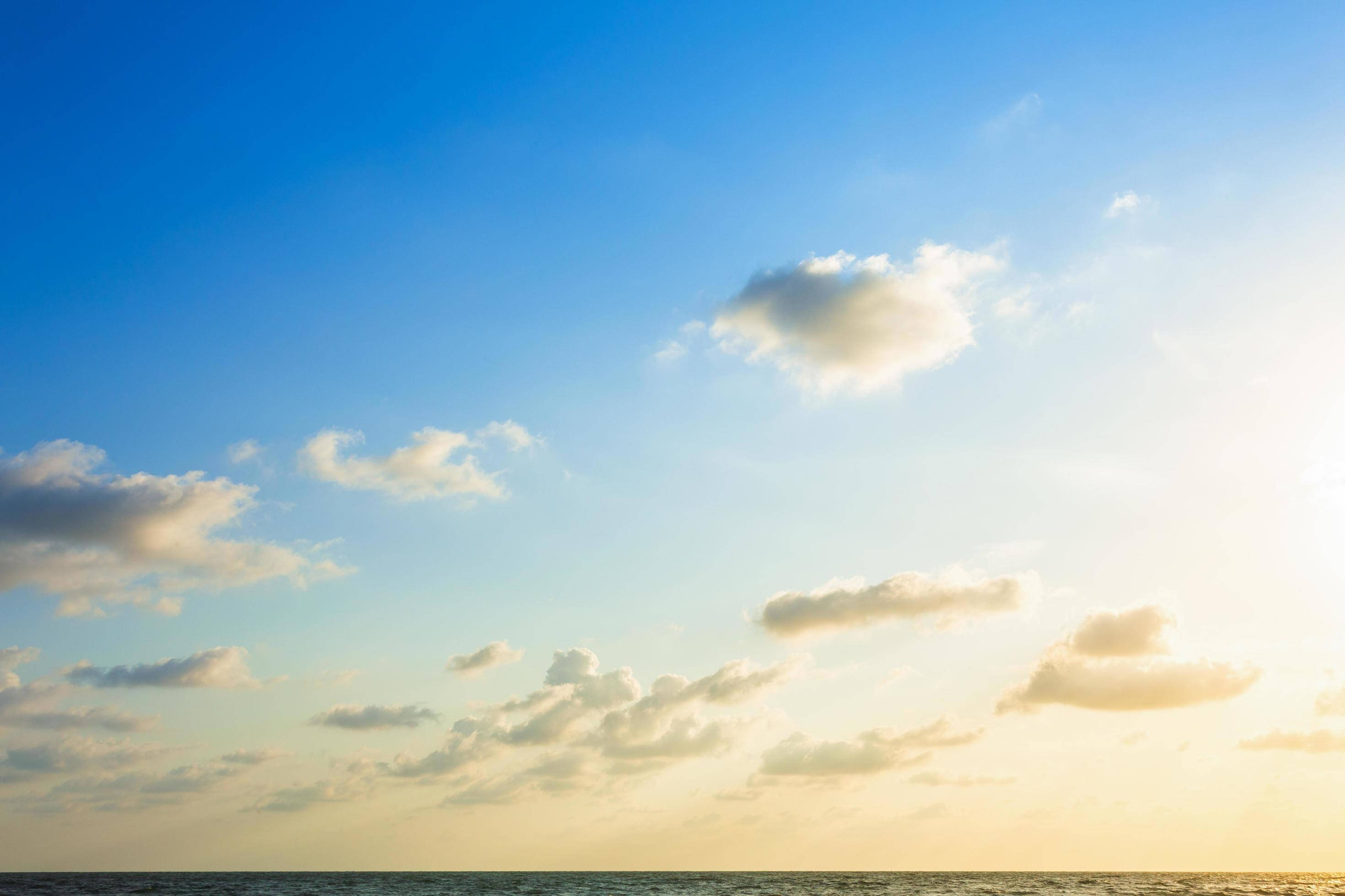 Phenomenal Blue And Yellow Gradient Horizon, sunset, ocean, 2K Desktop Wallpaper