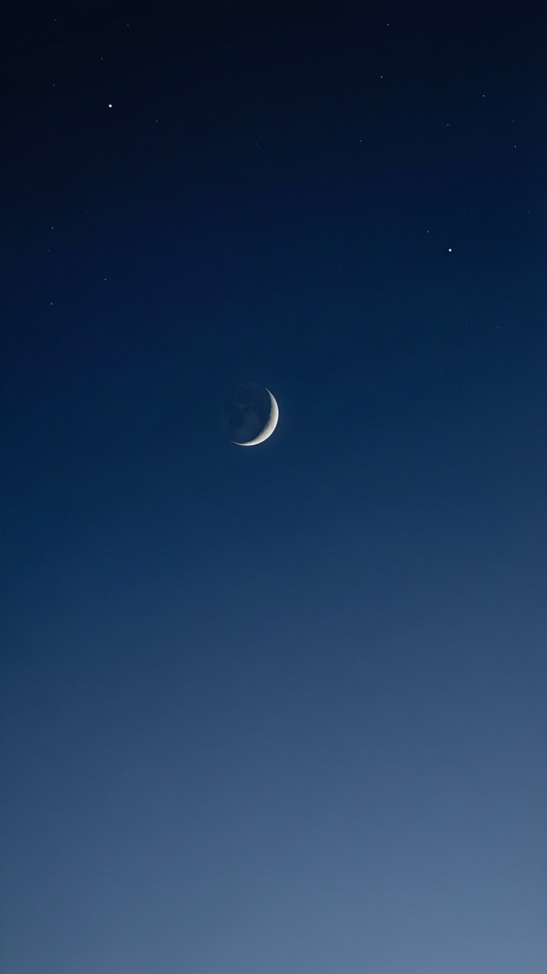 crescent moon, gradient night sky, faint stars, Full HD Phone Wallpaper