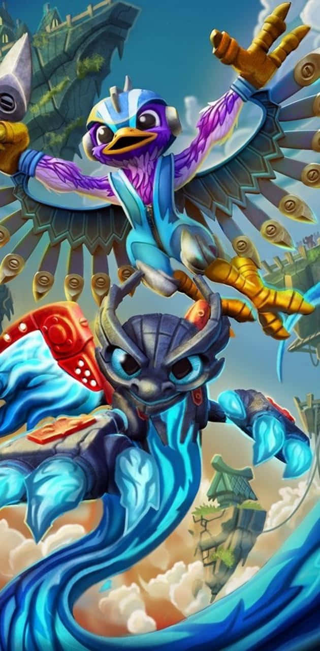 Skylanders, purple wings, blue armor, HD Phone Wallpaper