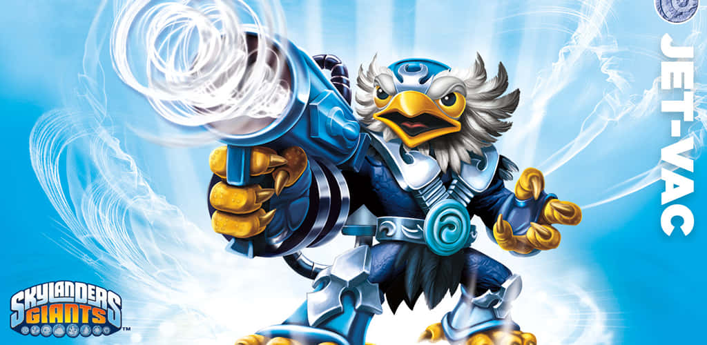 Skylanders, blue armored eagle character, vacuum weapon, SD Desktop Wallpaper