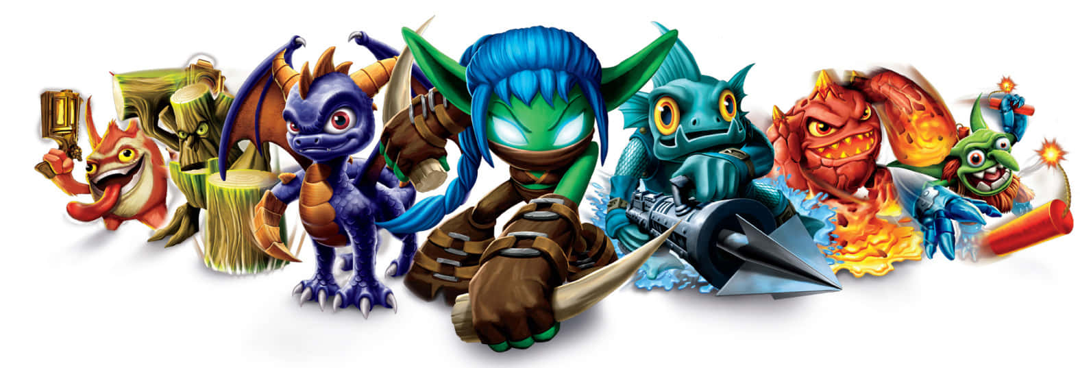 Skylanders, colorful Skylanders characters, plain white background, HD Desktop Wallpaper